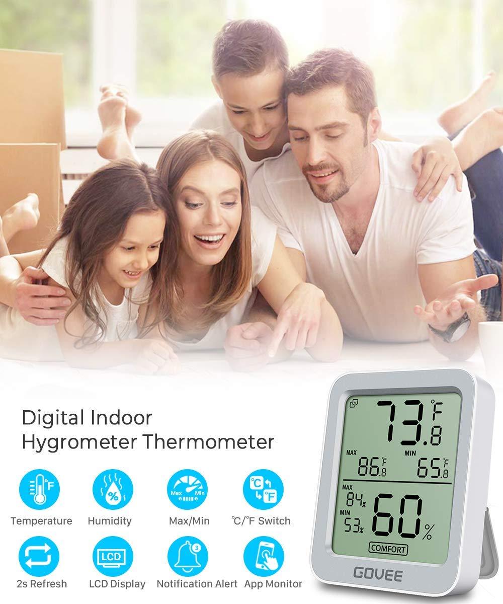 imageGovee Hygrometer Thermometer H5075 Bluetooth Indoor Room Temperature Monitor Thermometer with Remote App Control Notification Alerts 2 Years Data Storage ExportOnly Supports 164ft Bluetooth RangeGrey