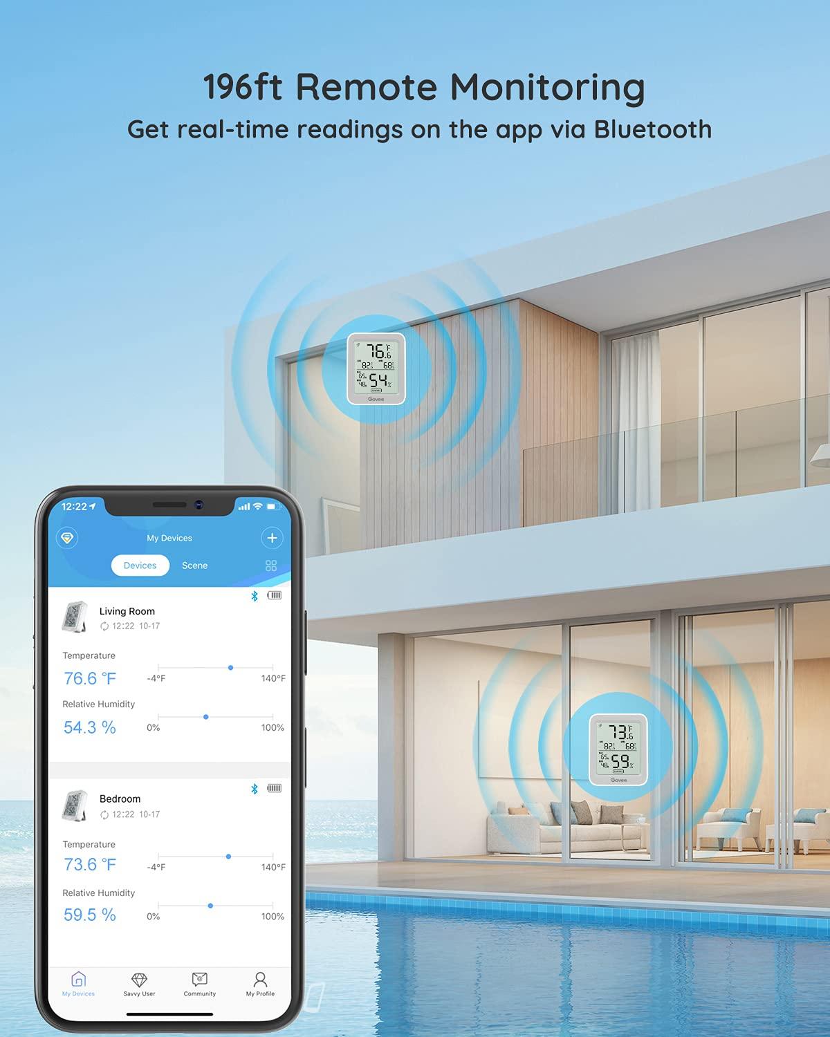 imageGovee Hygrometer Thermometer H5075 Bluetooth Indoor Room Temperature Monitor Thermometer with Remote App Control Notification Alerts 2 Years Data Storage ExportOnly Supports 164ft Bluetooth RangeGrey