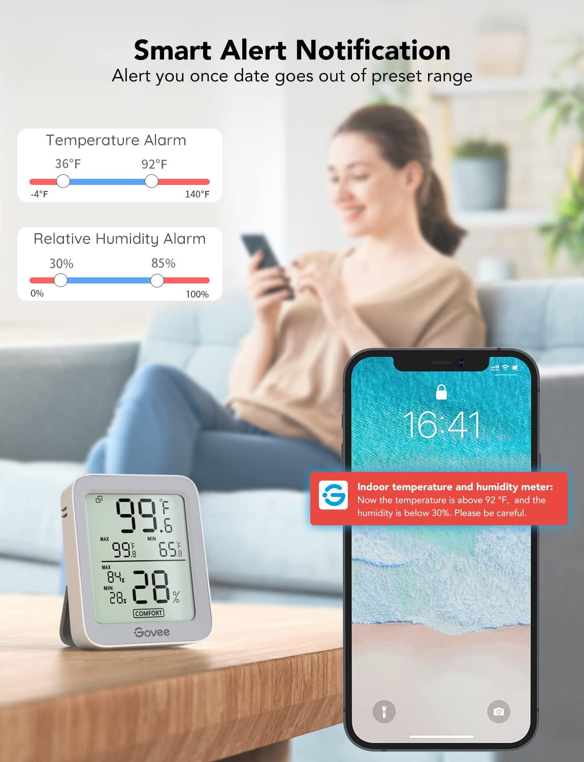 imageGovee Hygrometer Thermometer H5075 Bluetooth Indoor Room Temperature Monitor Thermometer with Remote App Control Notification Alerts 2 Years Data Storage ExportOnly Supports 164ft Bluetooth RangeGrey