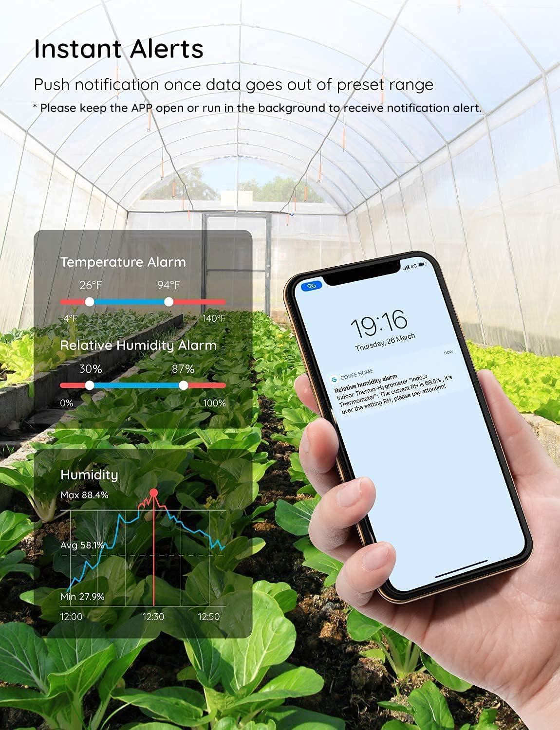 imageGovee Hygrometer Thermometer H5075 Bluetooth Indoor Room Temperature Monitor Thermometer with Remote App Control Notification Alerts 2 Years Data Storage ExportOnly Supports 164ft Bluetooth RangeGrey