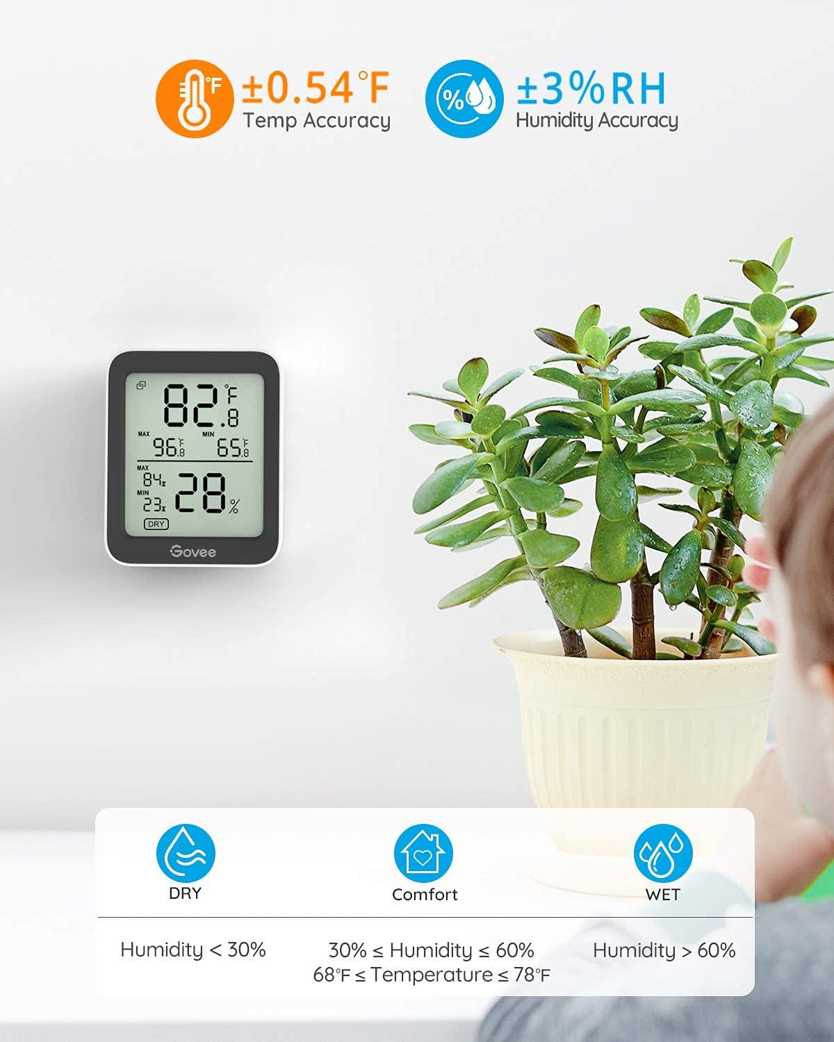 imageGovee Hygrometer Thermometer H5075 Bluetooth Indoor Room Temperature Monitor Thermometer with Remote App Control Notification Alerts 2 Years Data Storage ExportOnly Supports 164ft Bluetooth RangeBlack