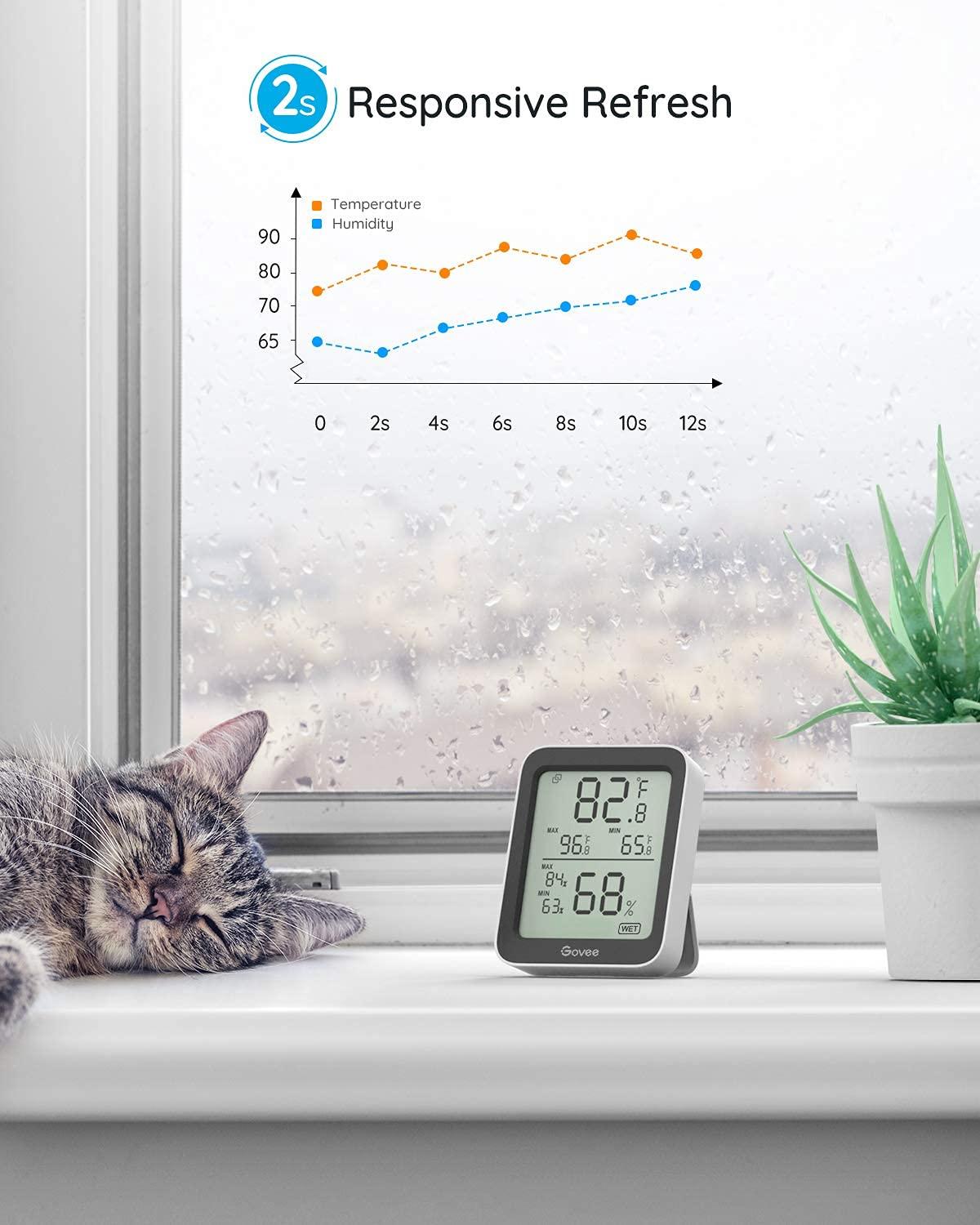 imageGovee Hygrometer Thermometer H5075 Bluetooth Indoor Room Temperature Monitor Thermometer with Remote App Control Notification Alerts 2 Years Data Storage ExportOnly Supports 164ft Bluetooth RangeBlack