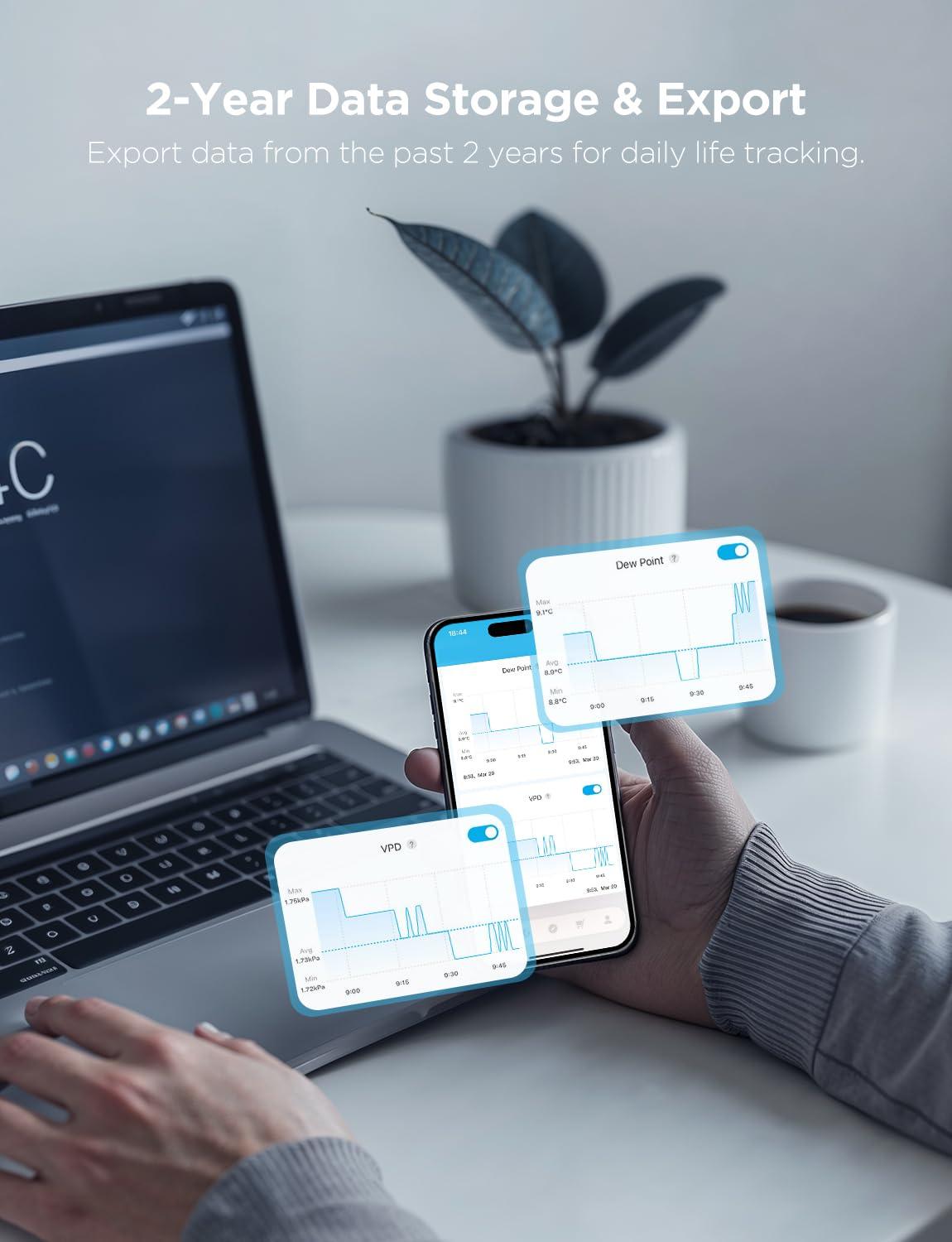 imageGovee Hygrometer Thermometer H5075 Bluetooth Indoor Room Temperature Monitor Thermometer with Remote App Control Notification Alerts 2 Years Data Storage ExportOnly Supports 164ft Bluetooth RangeBlack