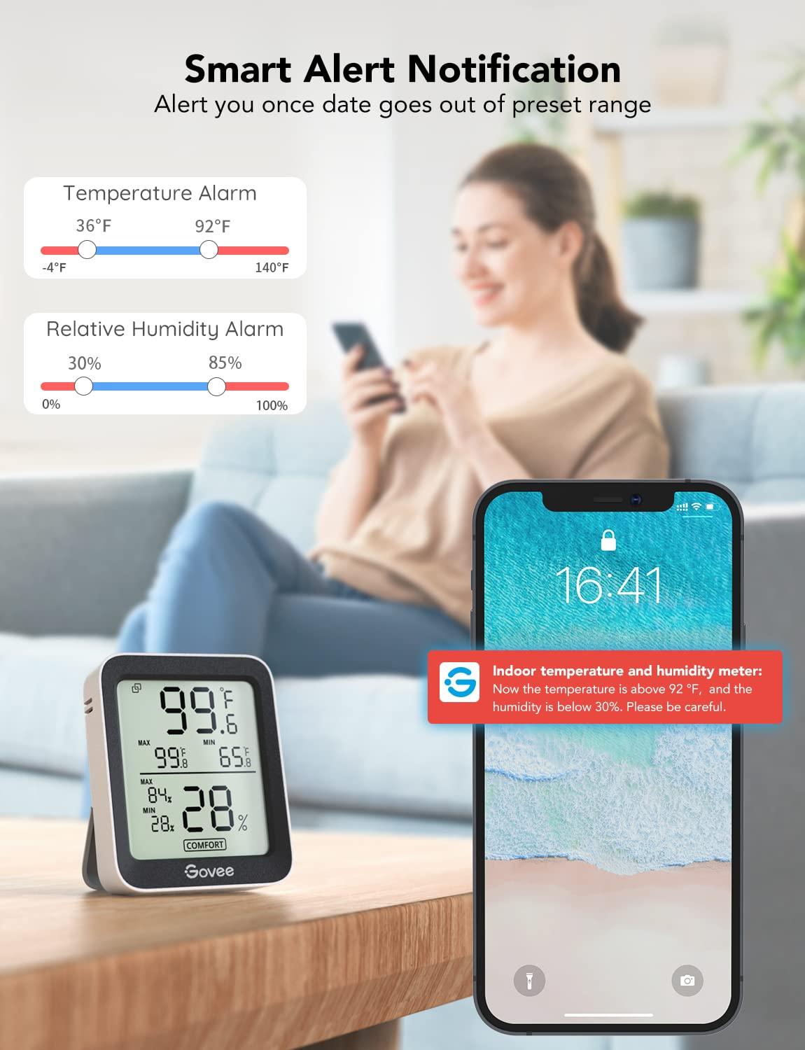 imageGovee Hygrometer Thermometer H5075 Bluetooth Indoor Room Temperature Monitor Thermometer with Remote App Control Notification Alerts 2 Years Data Storage ExportOnly Supports 164ft Bluetooth RangeBlack
