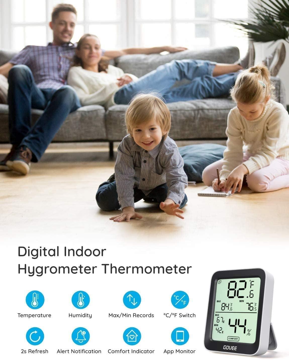 imageGovee Hygrometer Thermometer H5075 Bluetooth Indoor Room Temperature Monitor Thermometer with Remote App Control Notification Alerts 2 Years Data Storage ExportOnly Supports 164ft Bluetooth RangeBlack