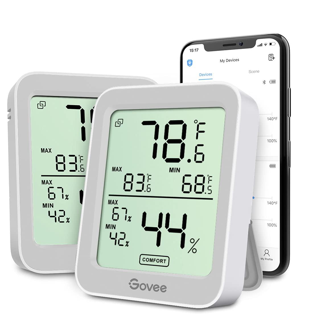 imageGovee Hygrometer Thermometer H5075 Bluetooth Indoor Room Temperature Monitor Thermometer with Remote App Control Notification Alerts 2 Years Data Storage ExportOnly Supports 164ft Bluetooth RangeGrey