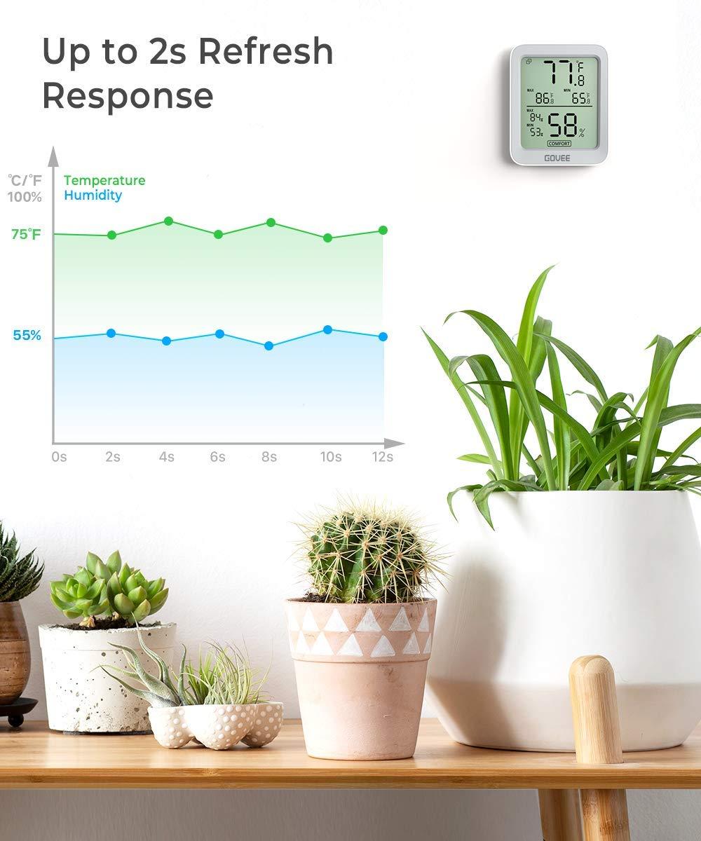 imageGovee Hygrometer Thermometer H5075 Bluetooth Indoor Room Temperature Monitor Thermometer with Remote App Control Notification Alerts 2 Years Data Storage ExportOnly Supports 164ft Bluetooth RangeGrey