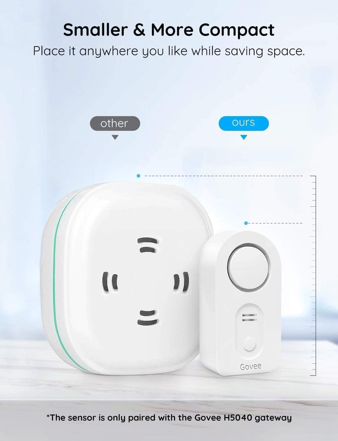 imageGovee Water Leak Detectors 5 Pack 100dB Adjustable Audio Alarm Sensor Sensitive Leak and Drip Alert for Kitchen Bathroom Basement Cannot Connect to WiFi Directly