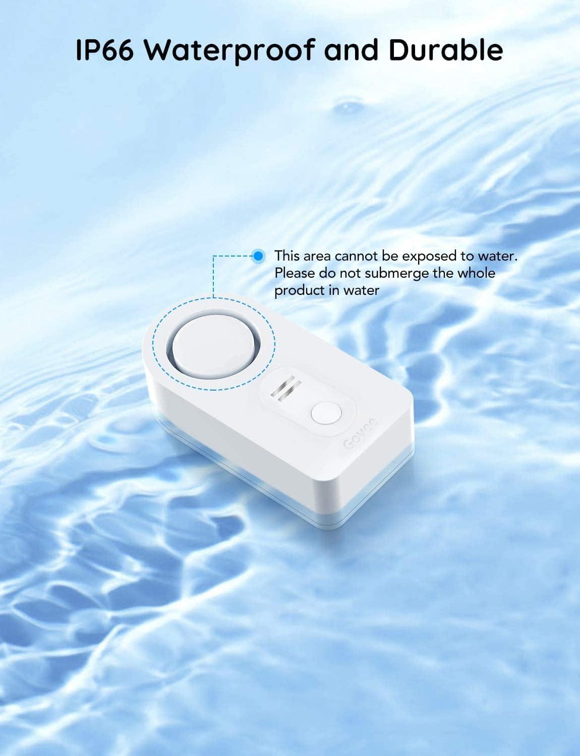 imageGovee Water Leak Detectors 5 Pack 100dB Adjustable Audio Alarm Sensor Sensitive Leak and Drip Alert for Kitchen Bathroom Basement Cannot Connect to WiFi Directly