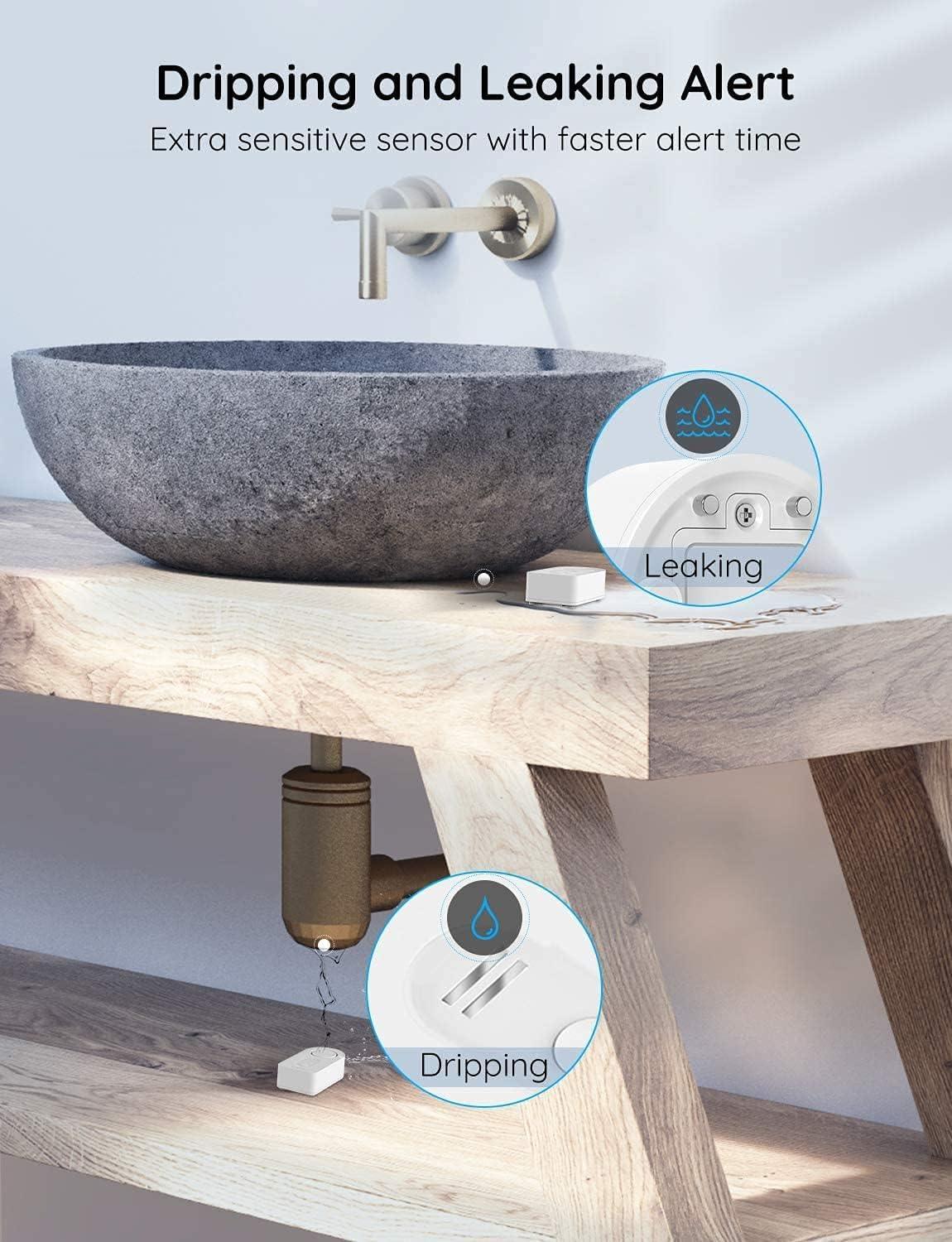 imageGovee WiFi Water Sensor 2 Pack Smart Water Leak Detector 100dB Adjustable Alarm Suit for Home and Basement Water Leak Alert with Email ampamp APP Push Only Support 24G WiFi1 sensor  Gateway