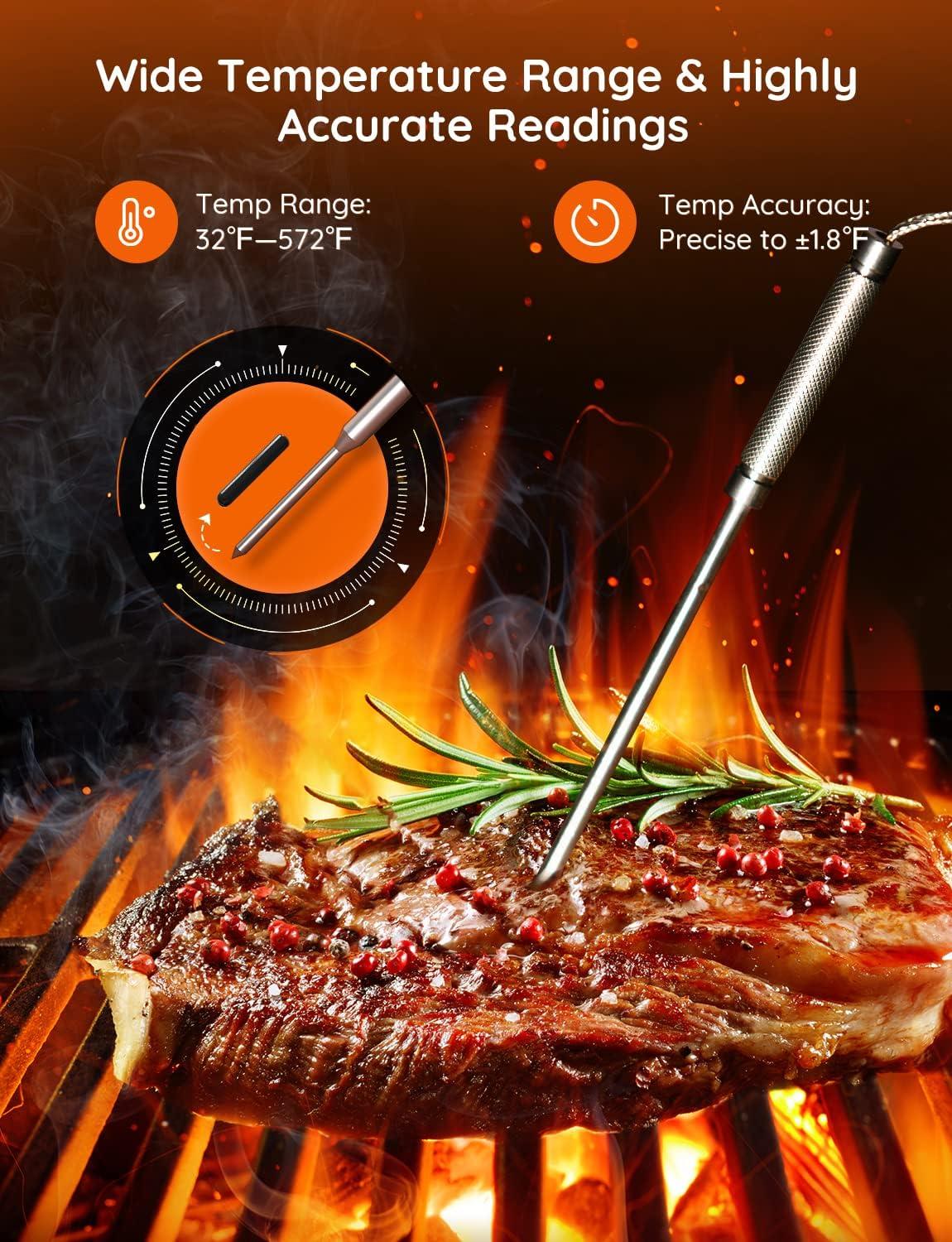 imageGovee Wireless Meat Thermometer with 4 Probe Smart WiFi Meat Thermometer with Unlimited Range App Notification Alert Digital Rechargeable Bluetooth Food Thermometer for Smoker BBQ Grill Oven Kitchen