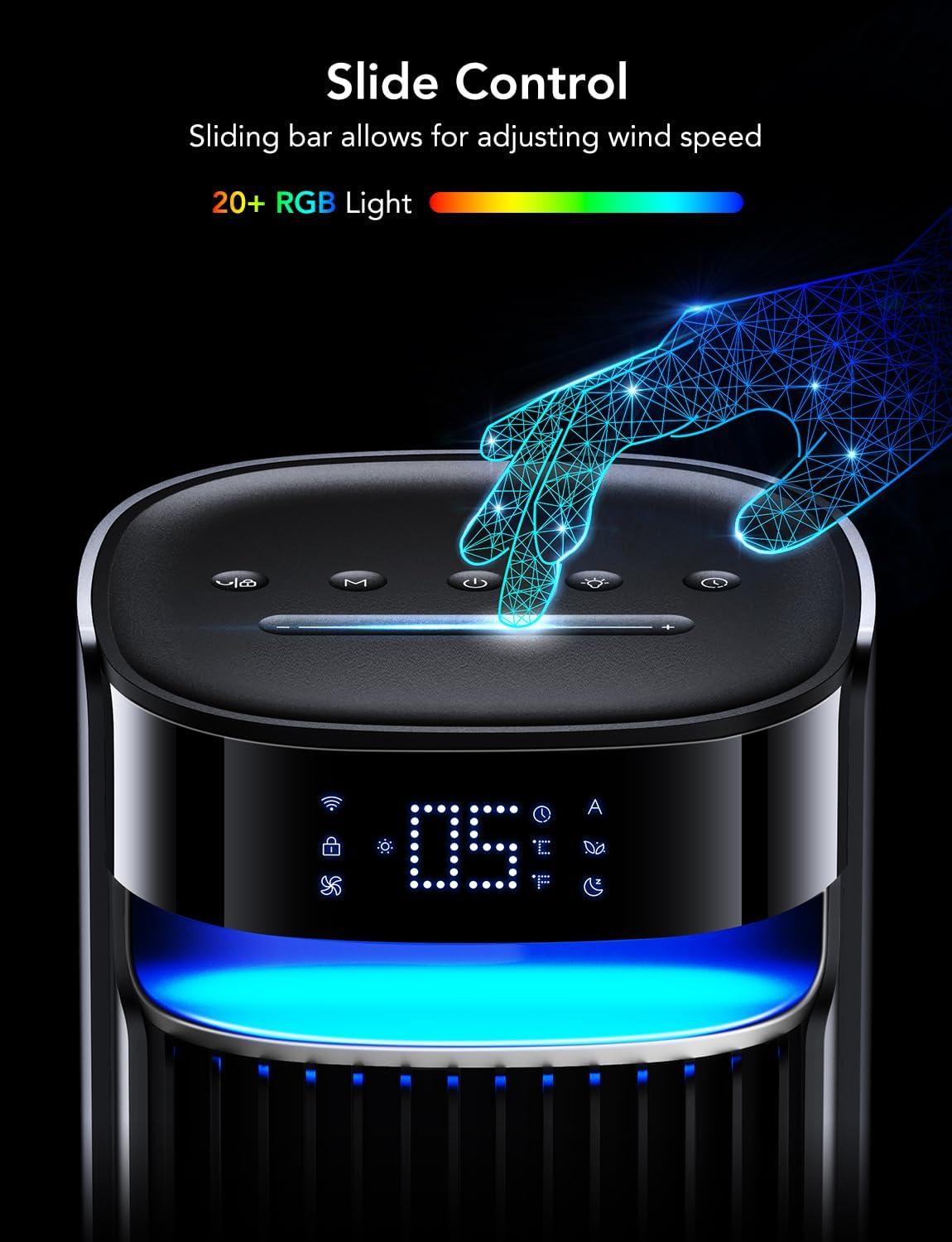 imageGoveeLife 42 Tower Fan for Bedroom Smart Floor Fans with 150 Adjustable Oscillating APP ampamp Voice Control 5 Modes 12 Speeds up to 26fts 24H Timer 27dB Quiet Fan for Cooling Home Office BlackBlack