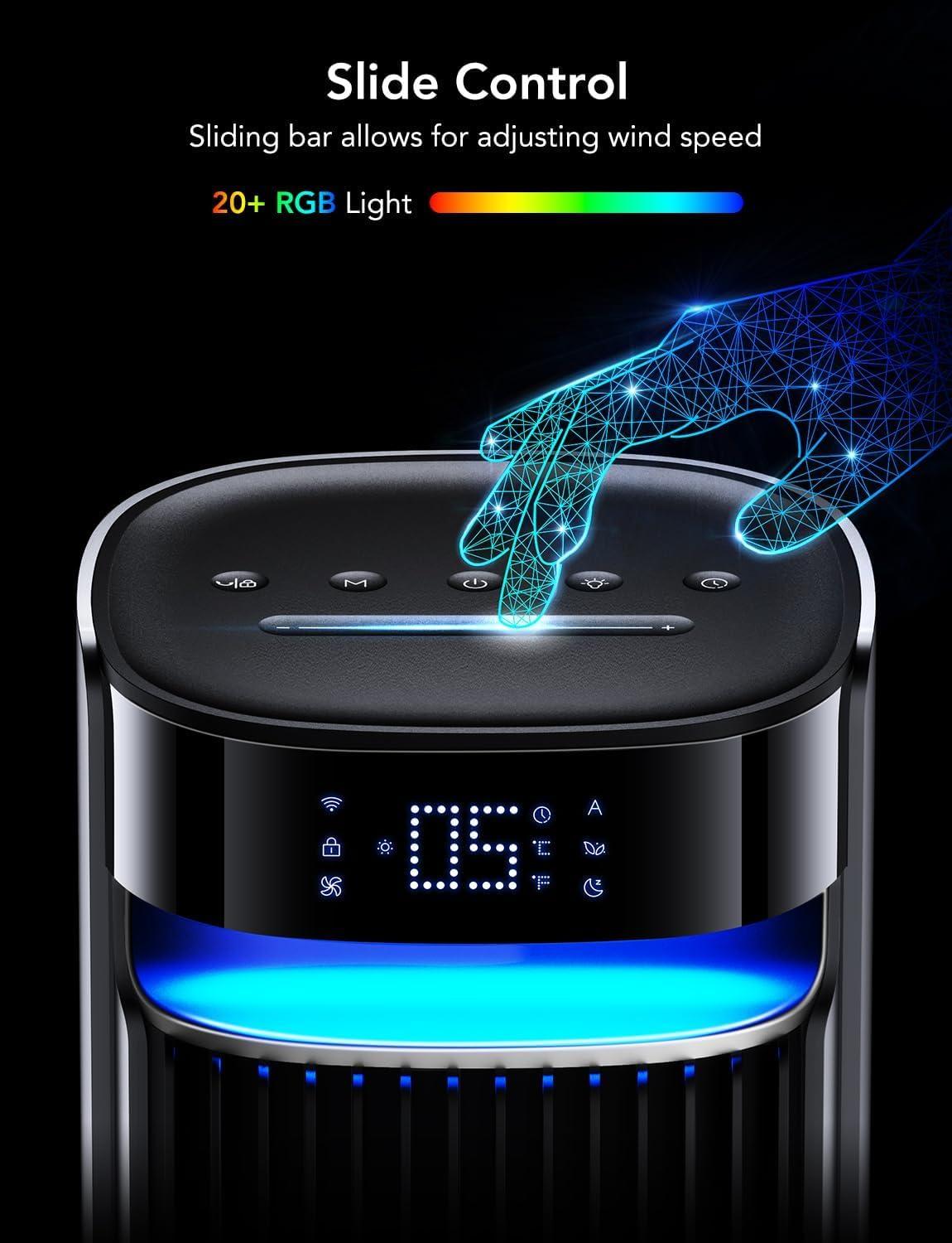 imageGoveeLife 42 Tower Fan for Bedroom Smart Floor Fans with 150 Adjustable Oscillating APP ampamp Voice Control 5 Modes 12 Speeds up to 26fts 24H Timer 27dB Quiet Fan for Cooling Home Office BlackSilver