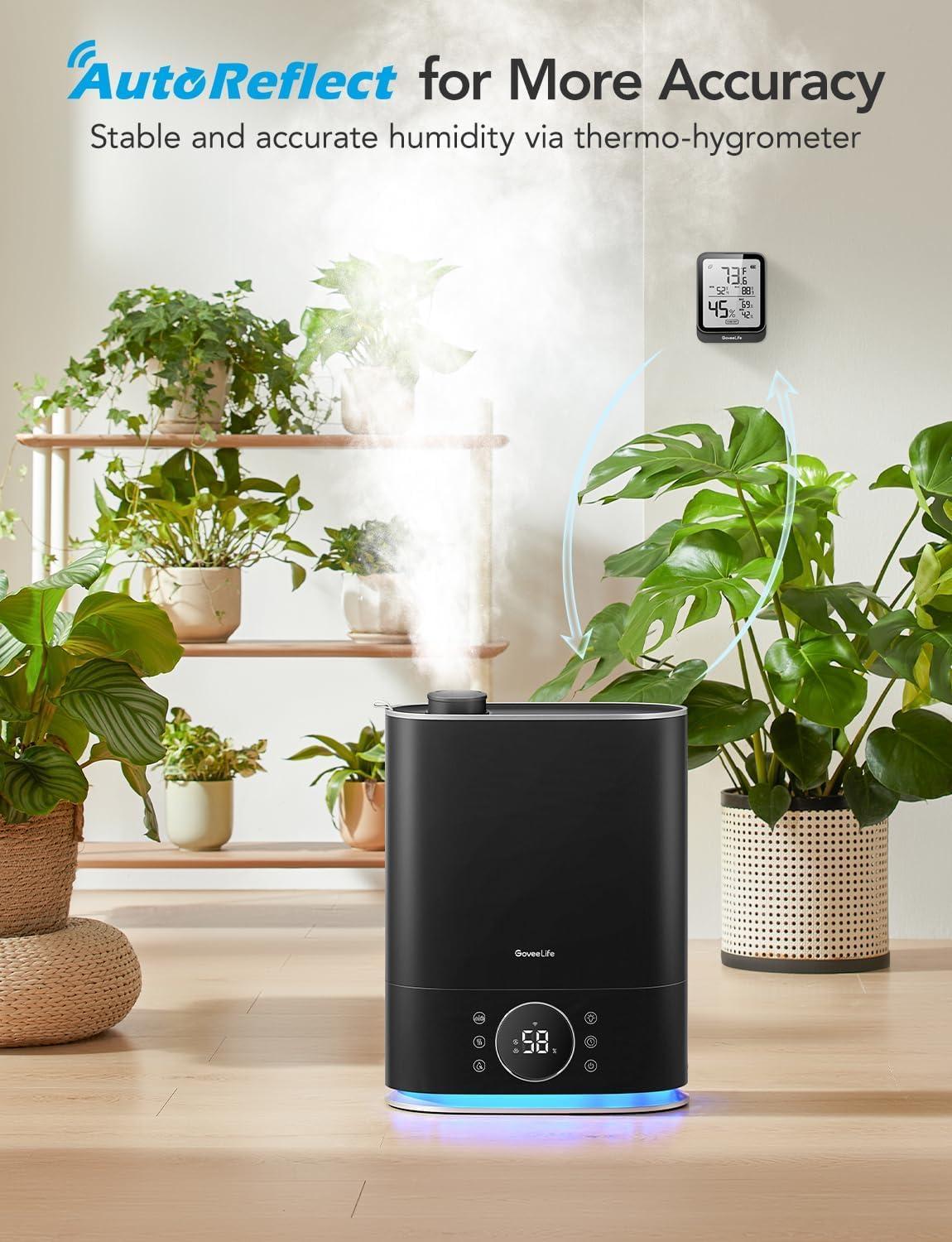 imageGoveeLife 7L Humidifiers for Bedroom Smart TopFill Cool ampamp Warm Mist Humidifier Large Room Auto Mode 70H Quiet Runtime for Baby Plants Nursery App ampamp Voice Control RGB Nightlight Humidity Sensor