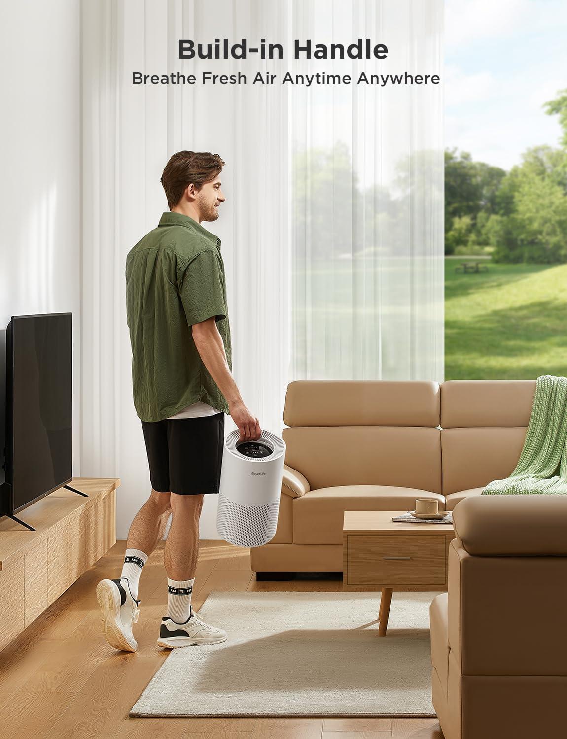 imageGoveeLife Air Purifiers for Home Smart Air Purifier for Large Rooms with App ampamp Alexa Control Covers up to 1162ft Air Quality Monitor PM25 Sensor Air Purifier for Pet Hair Pollen Dust SmokeWithout PM 25 Sensor