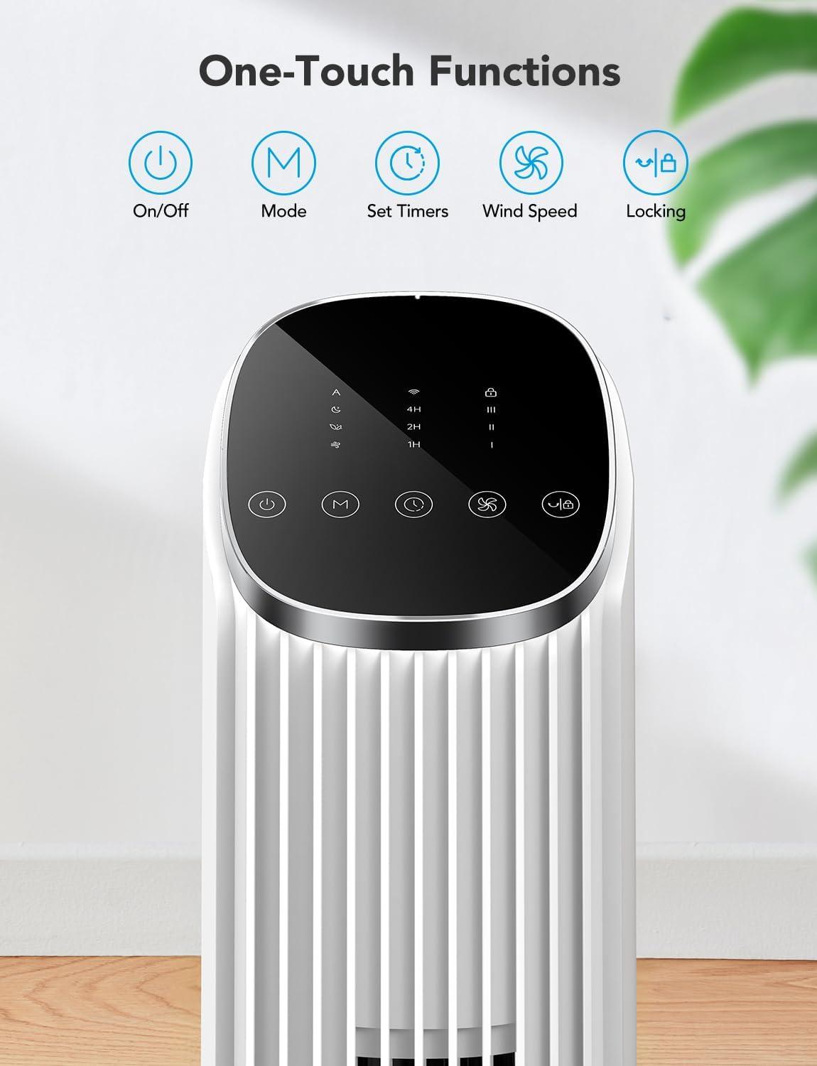 imageGoveeLife Black Tower Fan for Bedroom 36quot Smart Floor Fan with AppVoice Control Temperature Sensor 5 Modes 8 Speeds25fts 29dB Quiet Oscillating Fan for Office 24H Timer Auto CoolingWhite
