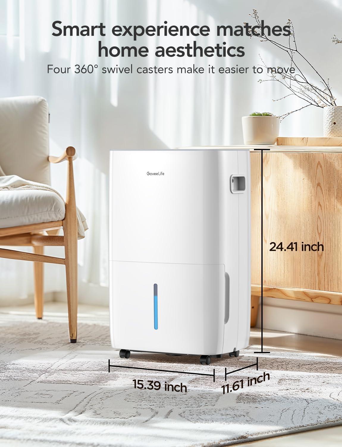 imageGoveeLife Dehumidifier with Pump for Home 4500 Sq Ft 50 to Max 137 Pint Drain Hose Smart Dehumidifier for Basement with Humidity Control Auto Shut OffDefrost 5 Modes Bedroom Bathroom Garagewith Wifi