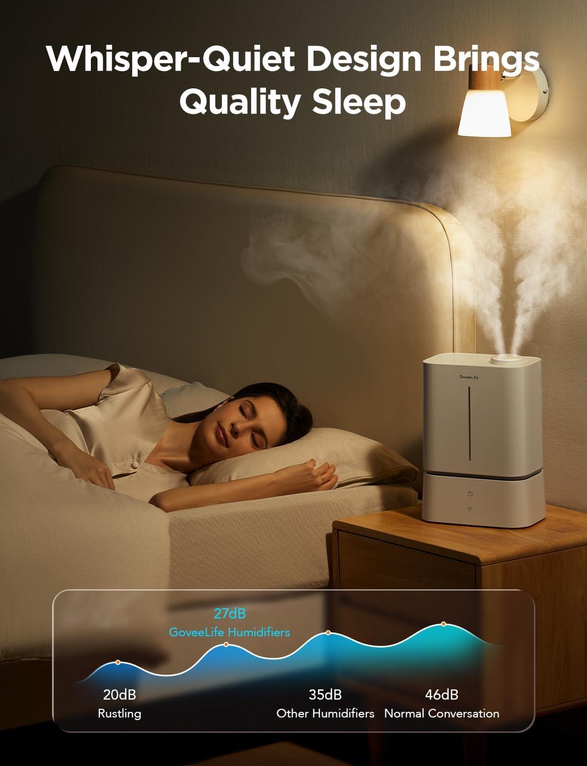 imageGoveeLife Humidifiers for Bedroom 45L Smart Cool Mist Air Humidifiers with Scent Diffuser ampamp Nightlight 40H Runtime Easy to Clean Quiet Top Fill Ultrasonic Humidifiers for Plant Large Room Baby