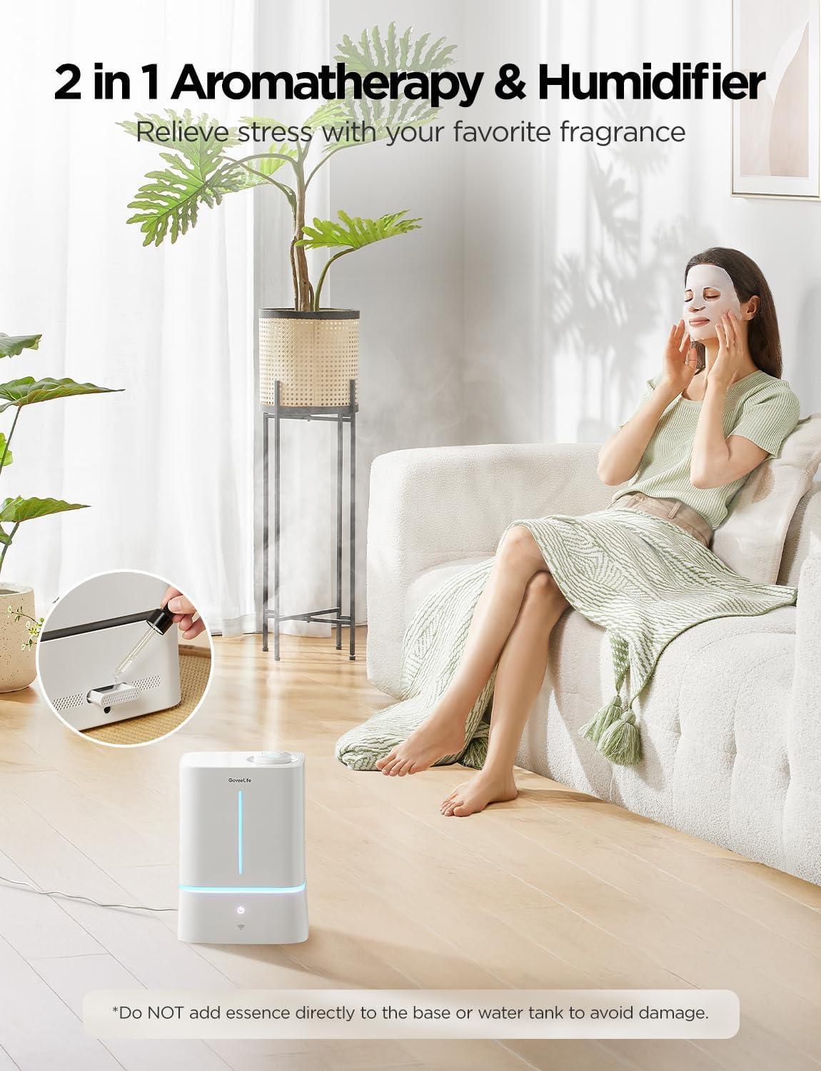 imageGoveeLife Humidifiers for Bedroom 45L Smart Cool Mist Air Humidifiers with Scent Diffuser ampamp Nightlight 40H Runtime Easy to Clean Quiet Top Fill Ultrasonic Humidifiers for Plant Large Room Baby