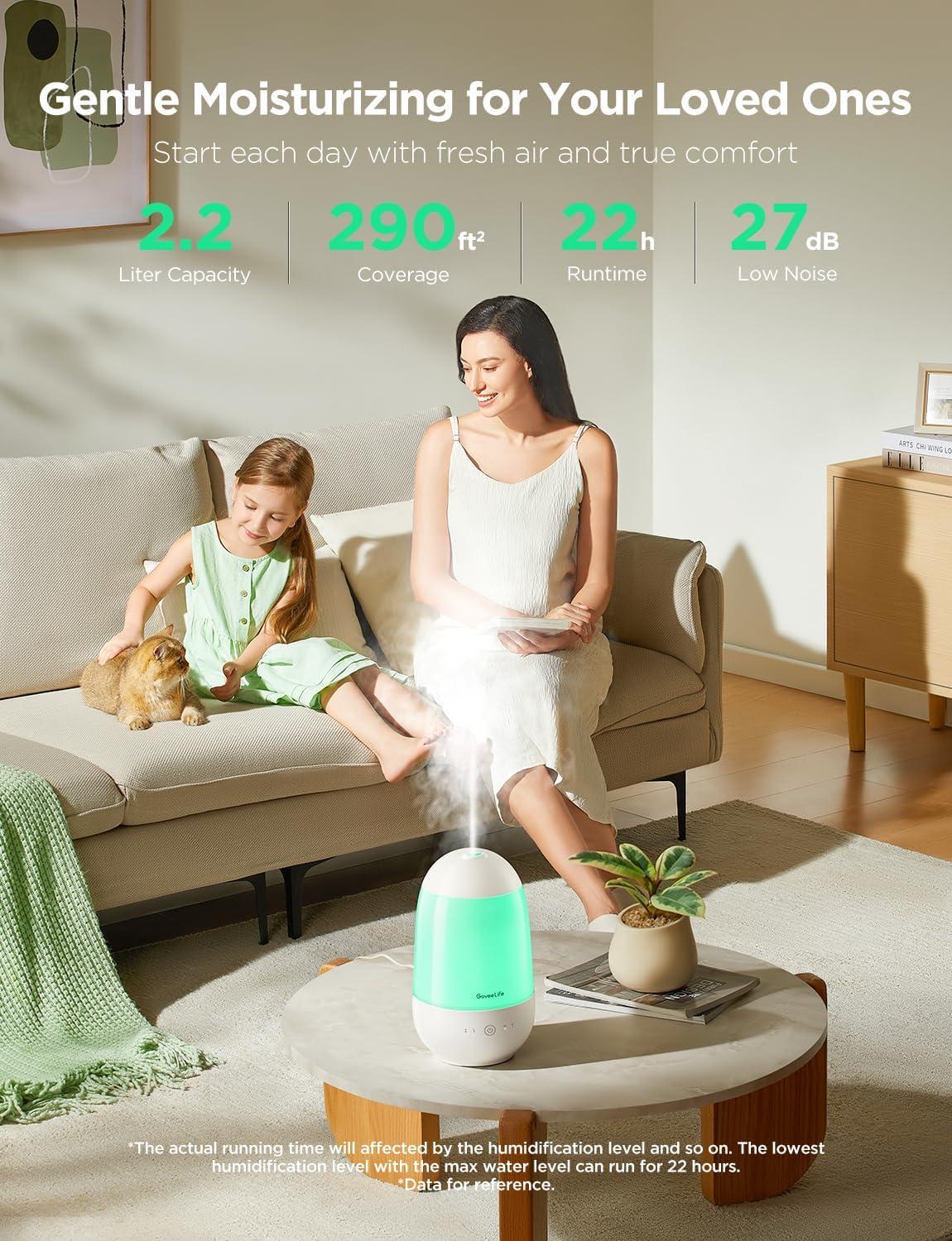 imageGoveeLife Humidifiers for Bedroom Smart Cool Mist Air Humidifier for Baby Nursery Plants Easy to Clean ampamp Top Fill Ultrasonic Humidifier with APP ampamp Voice Control Essential Oil Diffuser Nightlight