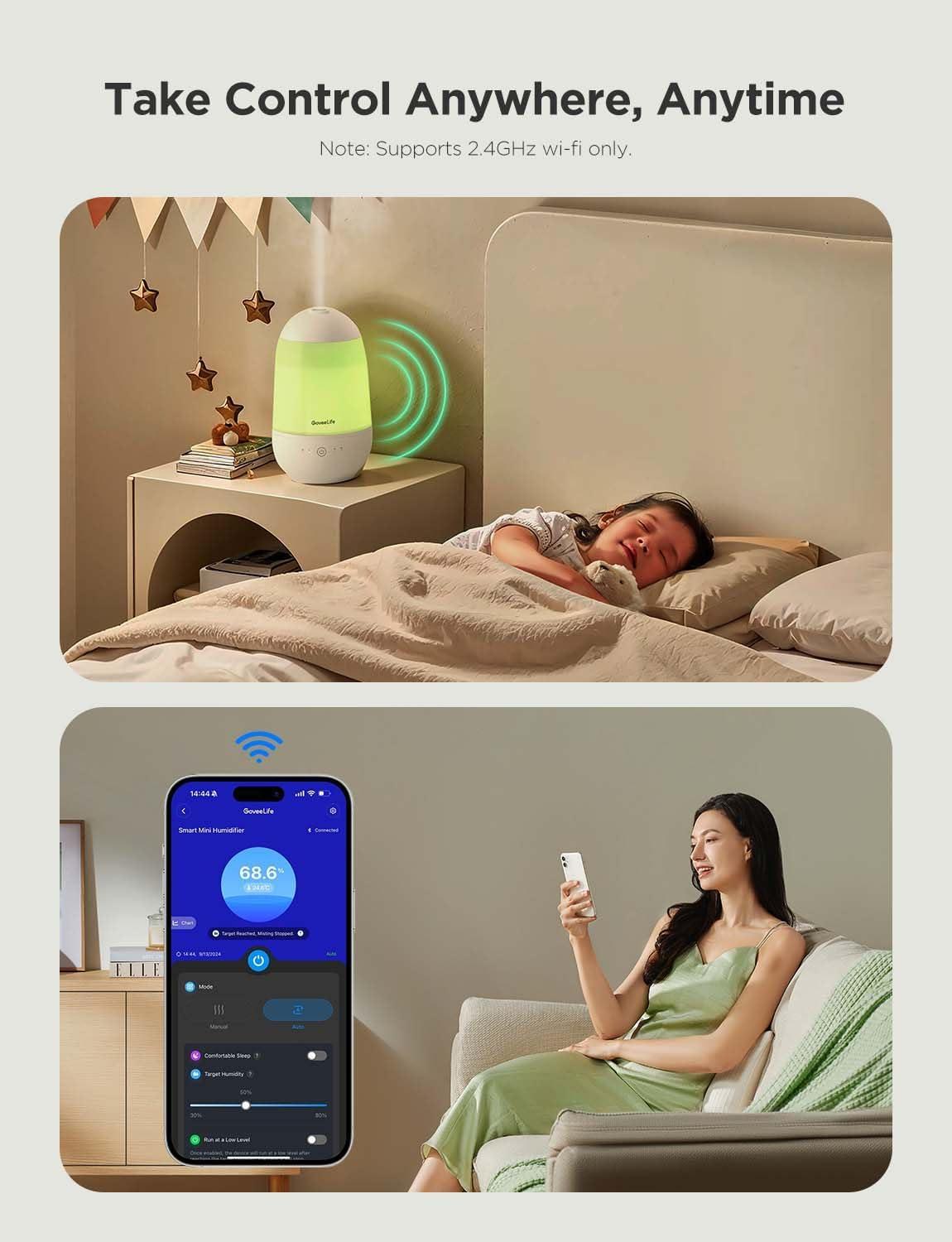 imageGoveeLife Humidifiers for Bedroom Smart Cool Mist Air Humidifier for Baby Nursery Plants Easy to Clean ampamp Top Fill Ultrasonic Humidifier with APP ampamp Voice Control Essential Oil Diffuser Nightlight