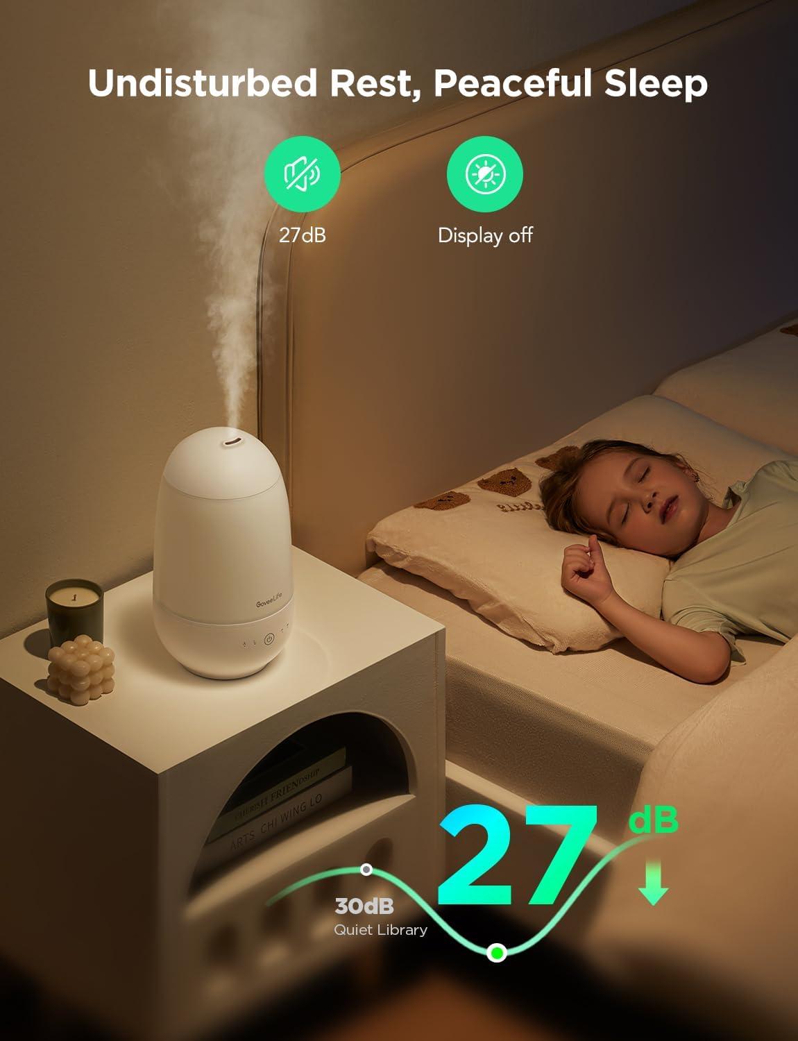 imageGoveeLife Humidifiers for Bedroom Smart Cool Mist Air Humidifier for Baby Nursery Plants Easy to Clean ampamp Top Fill Ultrasonic Humidifier with APP ampamp Voice Control Essential Oil Diffuser Nightlight