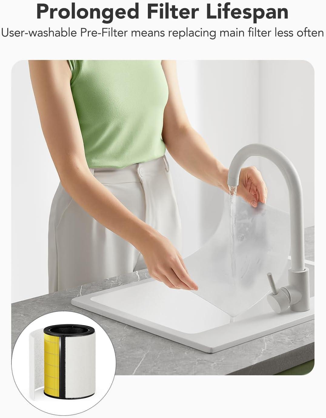 imageGoveeLife Smart Air Purifier for Home Large Room Up to 1524 sqftwith Washable Filter Integrated PM 25 Air Quality SensorWiFi Air Purifier for Smoke Wildfire Pet Hair24dB WhiteWhite