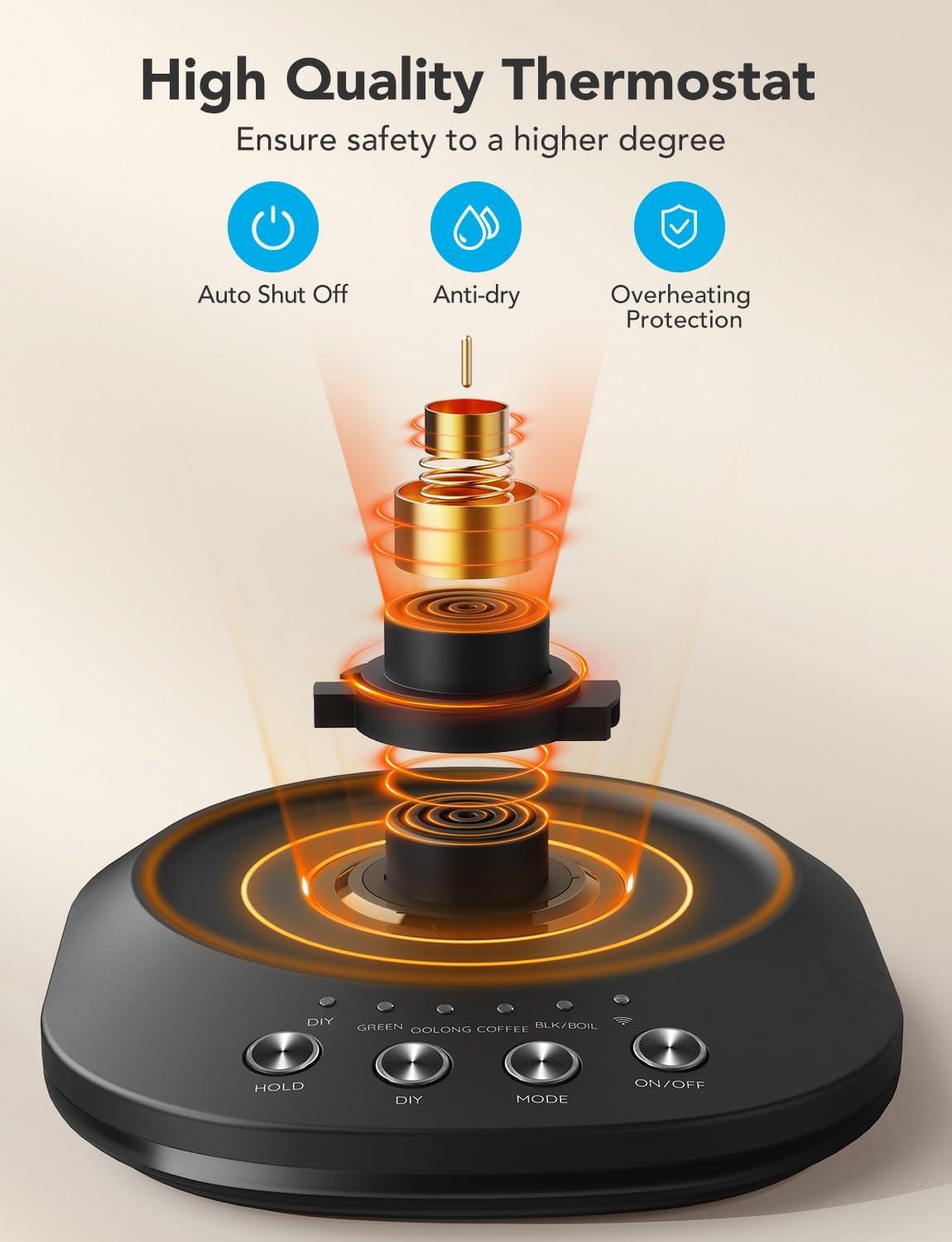 imageGoveeLife Smart Electric Kettle 08L WiFi Gooseneck Kettle Compatible with Alexa 5 Modes for Use 3minute Fast Heating and 2H Keep Warm AutoShut off for Safety Stainless Steel Matte BlackMatte Black