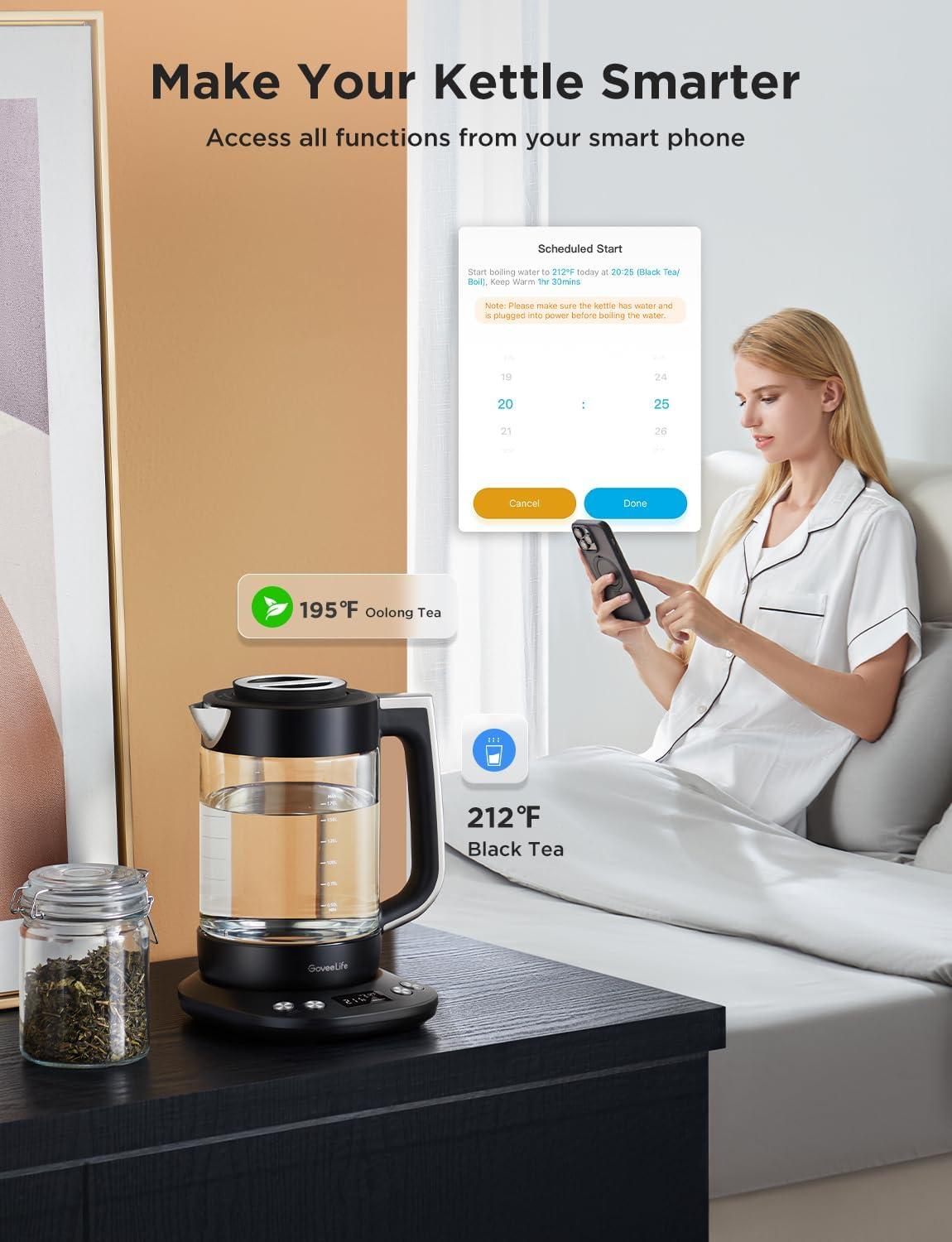 imageGoveeLife Smart Electric Kettle with Tea Infuser for Loose Leaf 17 L Electric Tea Kettle with Brewing Program Variable Temperature Control 2 H Keep Warm ampamp Auto ShutOff BPA Free BlackBlack