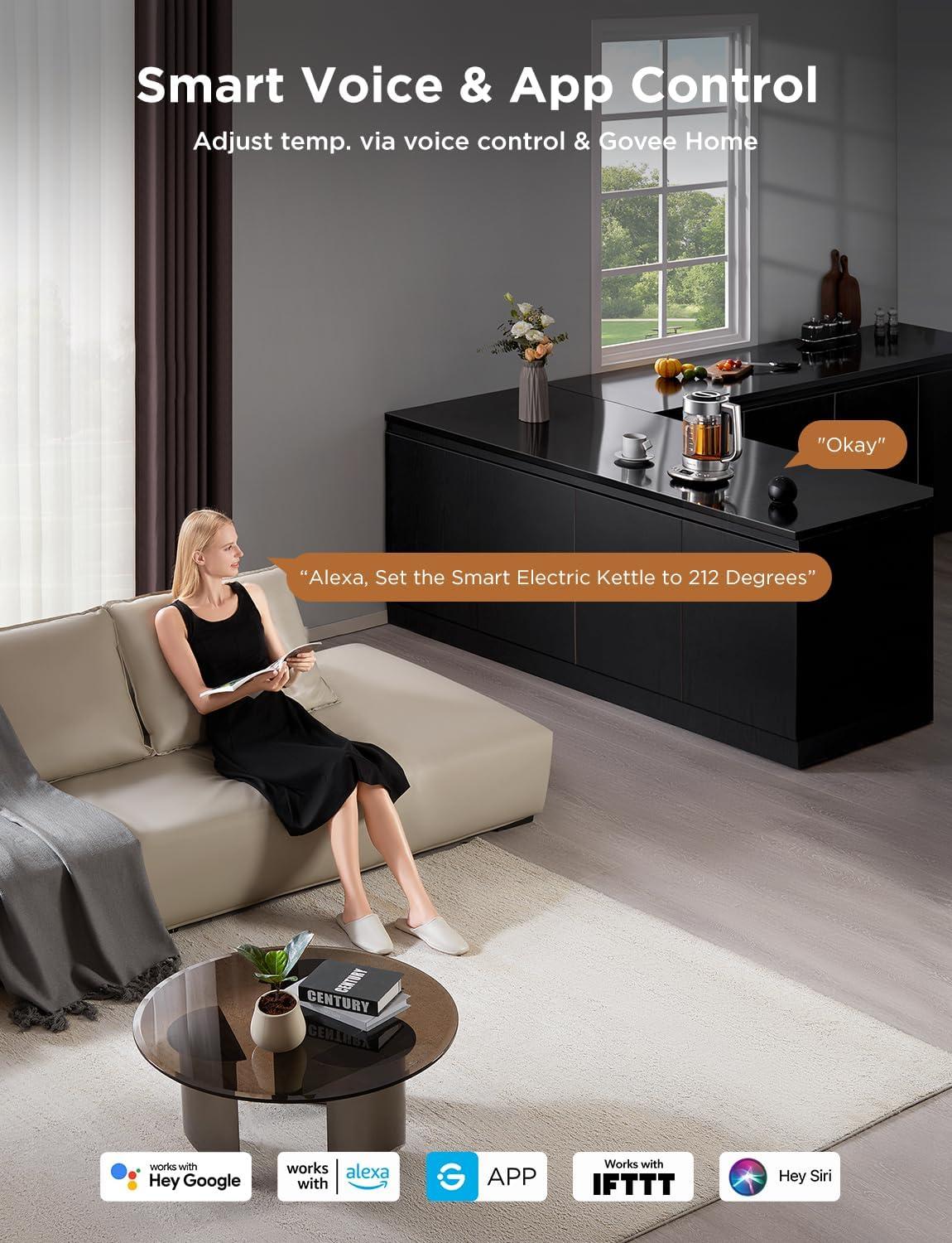 imageGoveeLife Smart Electric Kettle with Tea Infuser for Loose Leaf 17 L Electric Tea Kettle with Brewing Program Variable Temperature Control 2 H Keep Warm ampamp Auto ShutOff BPA Free BlackSilver