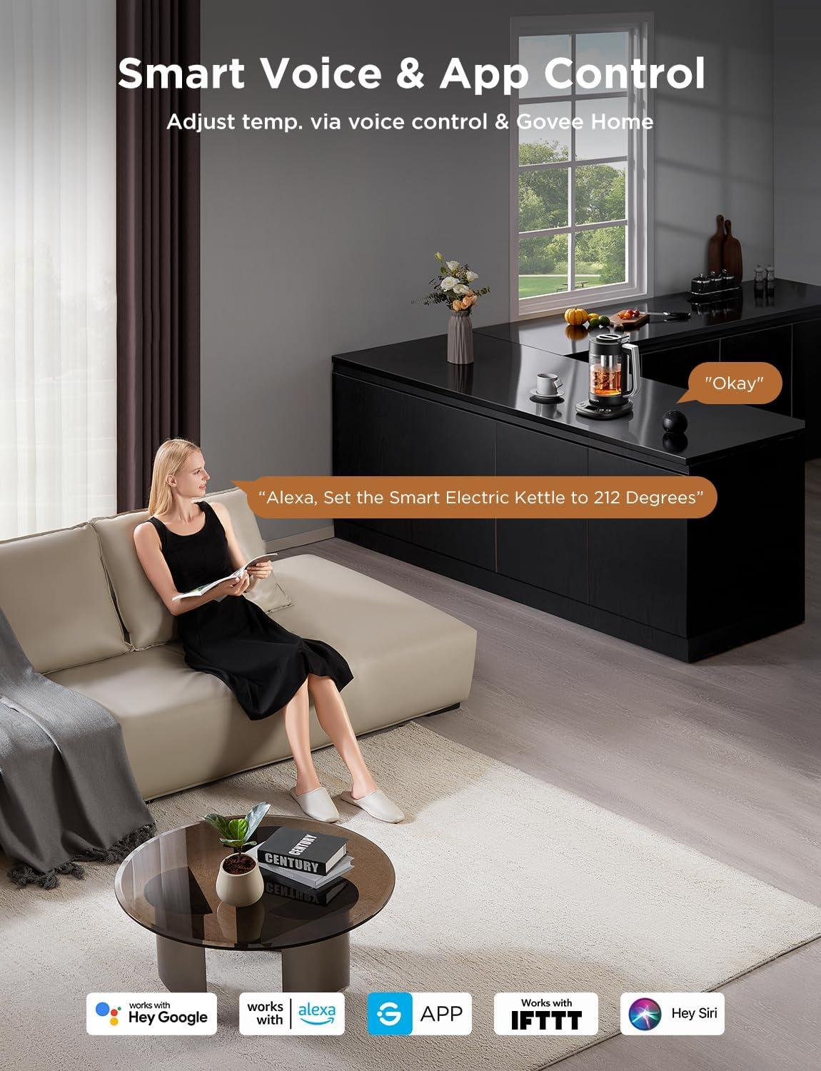 imageGoveeLife Smart Electric Kettle with Tea Infuser for Loose Leaf 17 L Electric Tea Kettle with Brewing Program Variable Temperature Control 2 H Keep Warm ampamp Auto ShutOff BPA Free BlackBlack