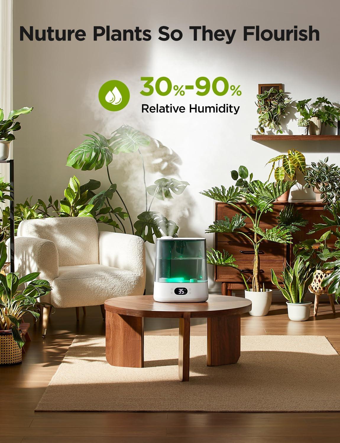 imageGoveeLife Smart Humidifiers for Bedroom 6L Cool Mist Top Fill for Large Room Humidity Sensor Auto Mode Schedule 60H Quiet Runtime WiFi Humidifier Essence Diffuser for Baby Plant Work with AlexaWhite