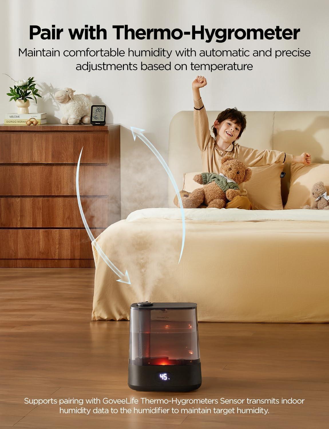 imageGoveeLife Smart Humidifiers for Bedroom 6L Cool Mist Top Fill for Large Room Humidity Sensor Auto Mode Schedule 60H Quiet Runtime WiFi Humidifier Essence Diffuser for Baby Plant Work with AlexaBlack