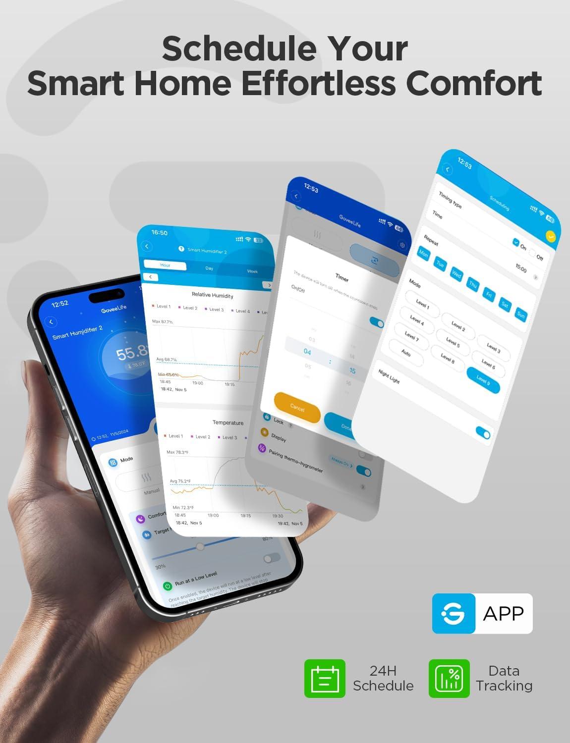 imageGoveeLife Smart Humidifiers for Bedroom Large Room TopFill Cool Mist 6L WiFi Air Humidifier Auto Mode App ampamp Voice Control 60H Runtime Rapid Humidification RGB Nightlight Baby Plants BlackBlack