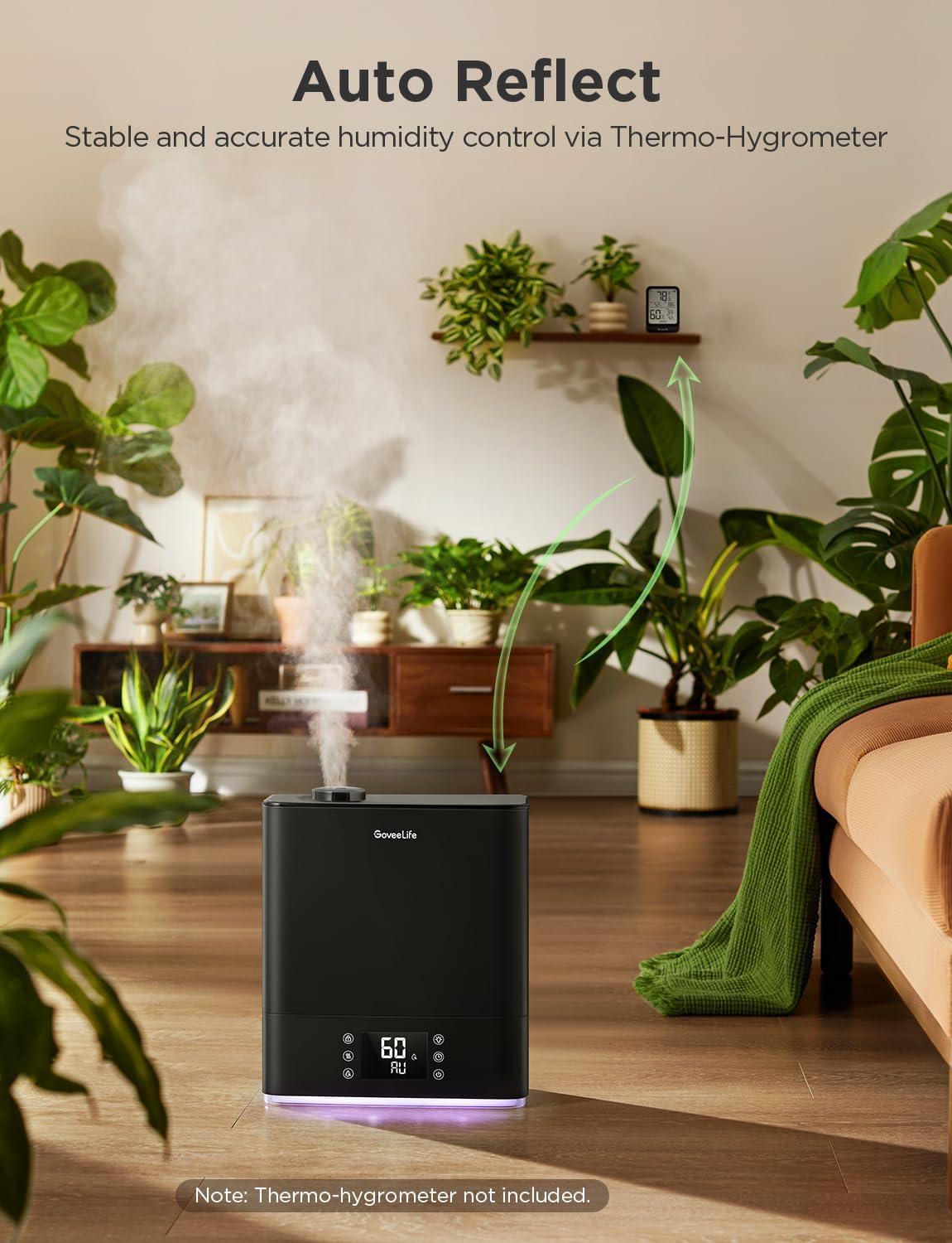 imageGoveeLife Smart Humidifiers for Bedroom Large Room TopFill Cool Mist 6L WiFi Air Humidifier Auto Mode App ampamp Voice Control 60H Runtime Rapid Humidification RGB Nightlight Baby Plants BlackBlack