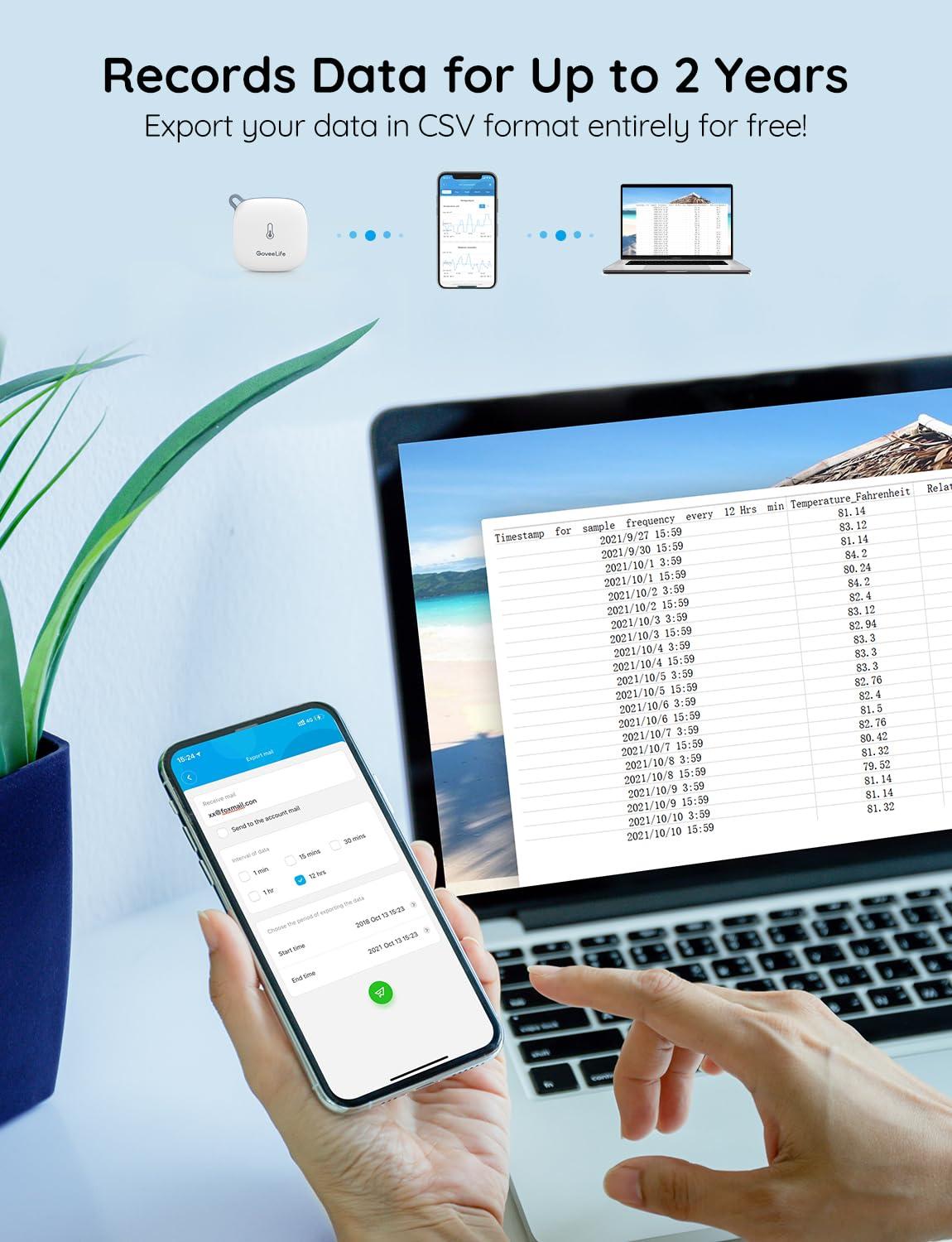 imageGoveeLife Smart Hygrometer Thermometer WiFi Temperature Monitor H5179 Humidity Sensor with App Alert 2 Years Data Storage Export Wireless Room Thermometer Indoor for Home Greenhouse RV