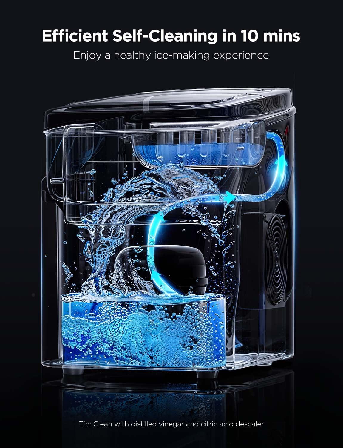 imageGoveeLife Smart Ice Maker Countertop Portable Ice Machine with Voice Control 9 Ice Cubes in 6 Minutes 3 Sizes 26lbs24Hrs Self Cleaning RGB Lights Quiet Ice Maker with Scoop for Kitchen SilverBlack