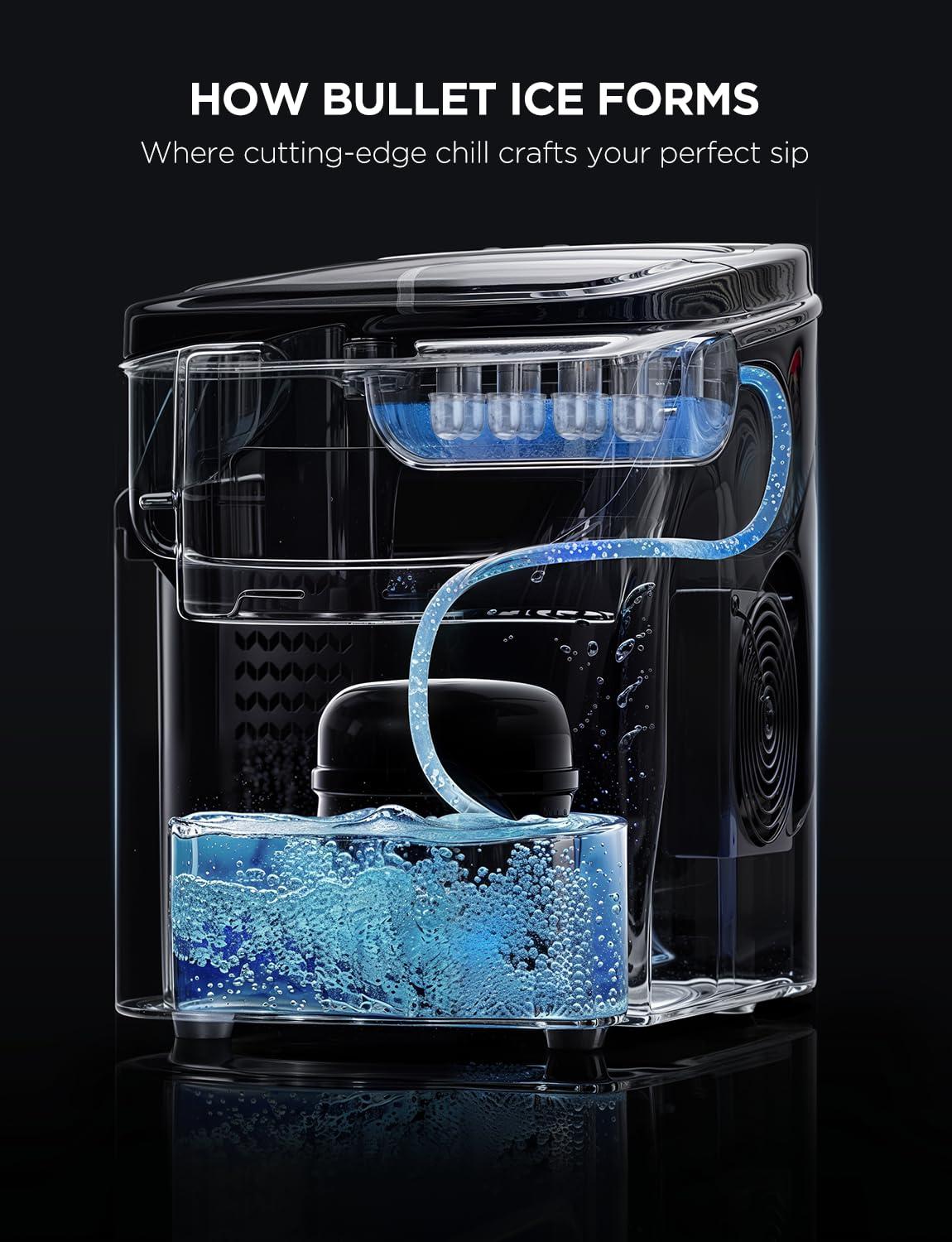 imageGoveeLife Smart Ice Maker Countertop Portable Ice Machine with Voice Control 9 Ice Cubes in 6 Minutes 3 Sizes 26lbs24Hrs Self Cleaning RGB Lights Quiet Ice Maker with Scoop for Kitchen SilverSilver