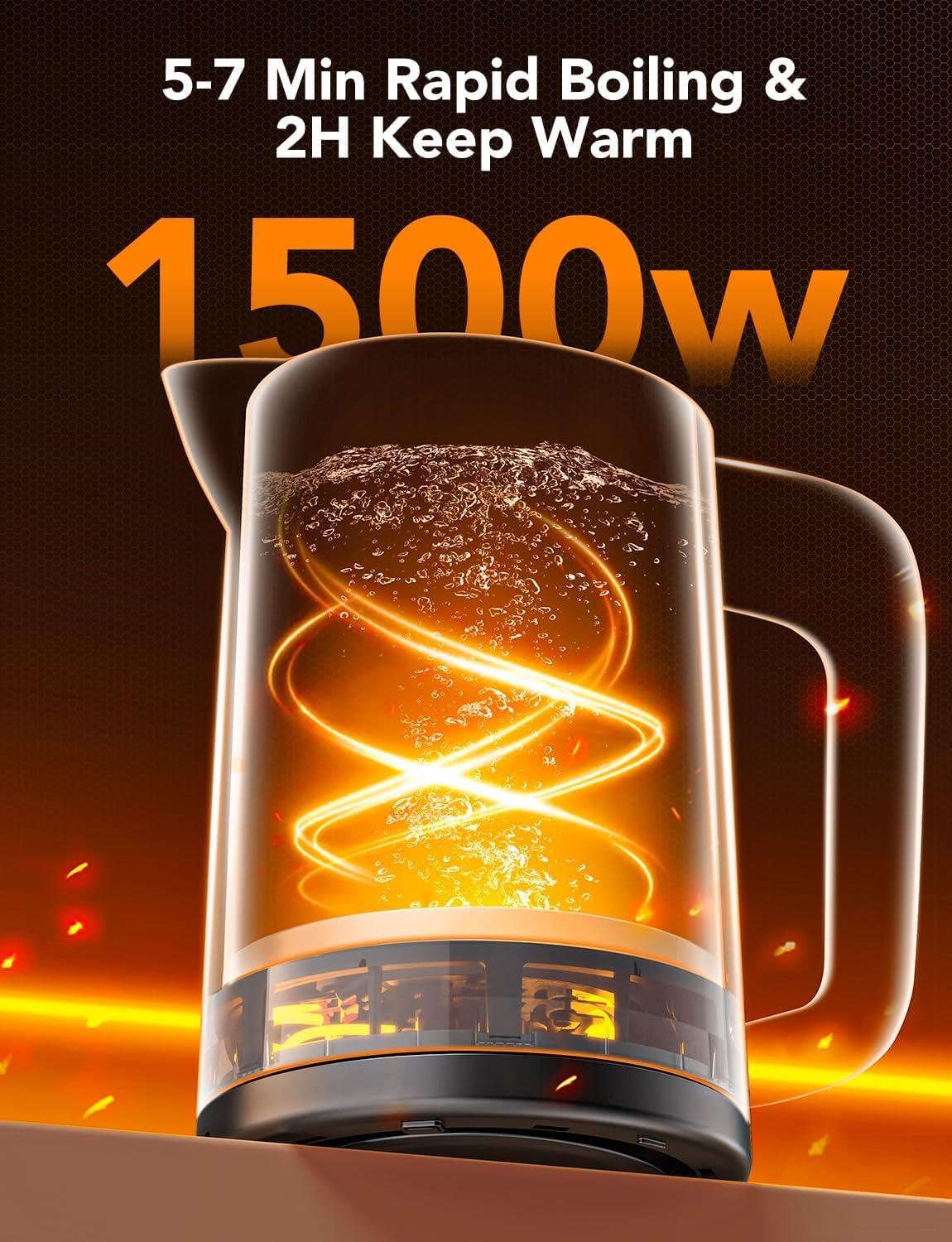 imageGoveeLife Smart Kettle Temperature Control 17L 1500w WiFi Tea Kettle Electric with LED Indicator Lights Remotely Control 2H Keep Warm 4 Presets Hot Water Boiler for Tea ampamp Coffee ampamp DIY