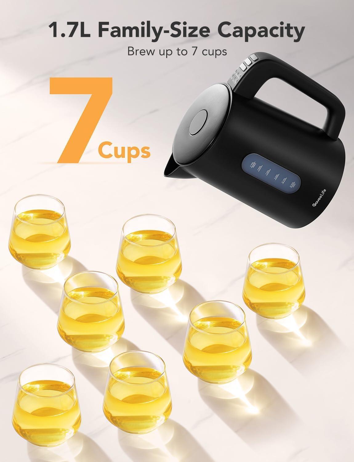 imageGoveeLife Smart Kettle Temperature Control 17L 1500w WiFi Tea Kettle Electric with LED Indicator Lights Remotely Control 2H Keep Warm 4 Presets Hot Water Boiler for Tea ampamp Coffee ampamp DIY