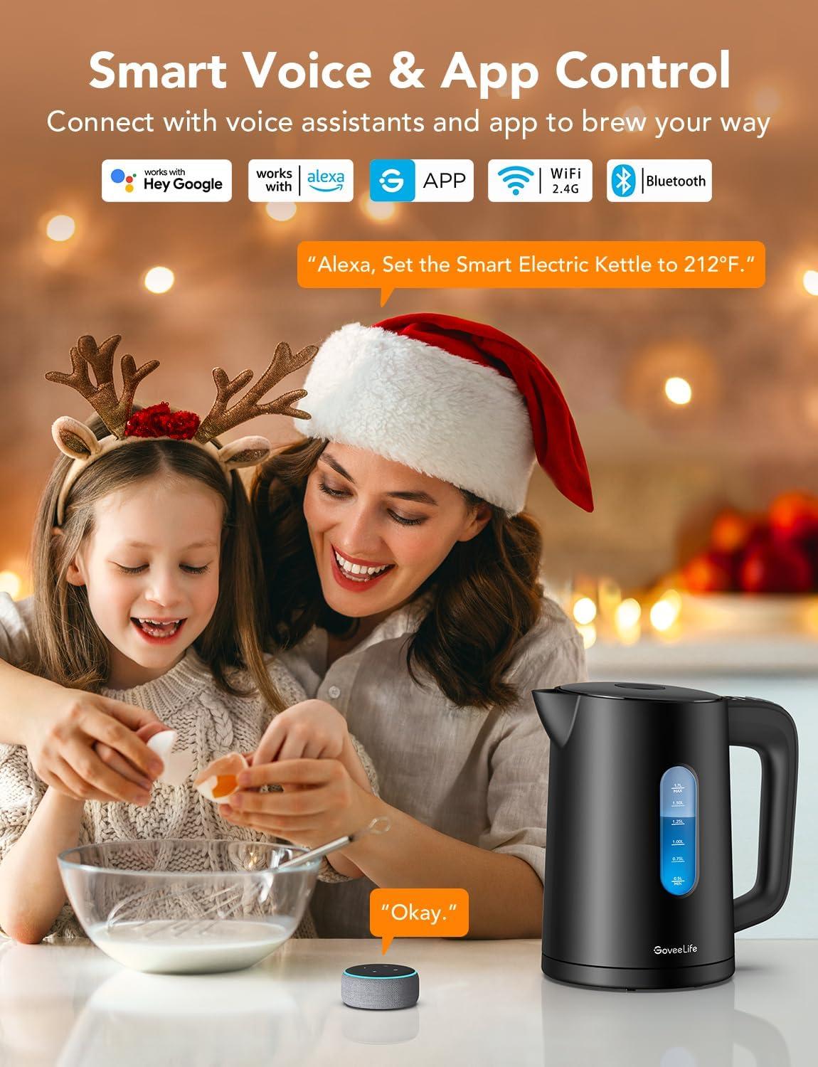 imageGoveeLife Smart Kettle Temperature Control 17L 1500w WiFi Tea Kettle Electric with LED Indicator Lights Remotely Control 2H Keep Warm 4 Presets Hot Water Boiler for Tea ampamp Coffee ampamp DIY