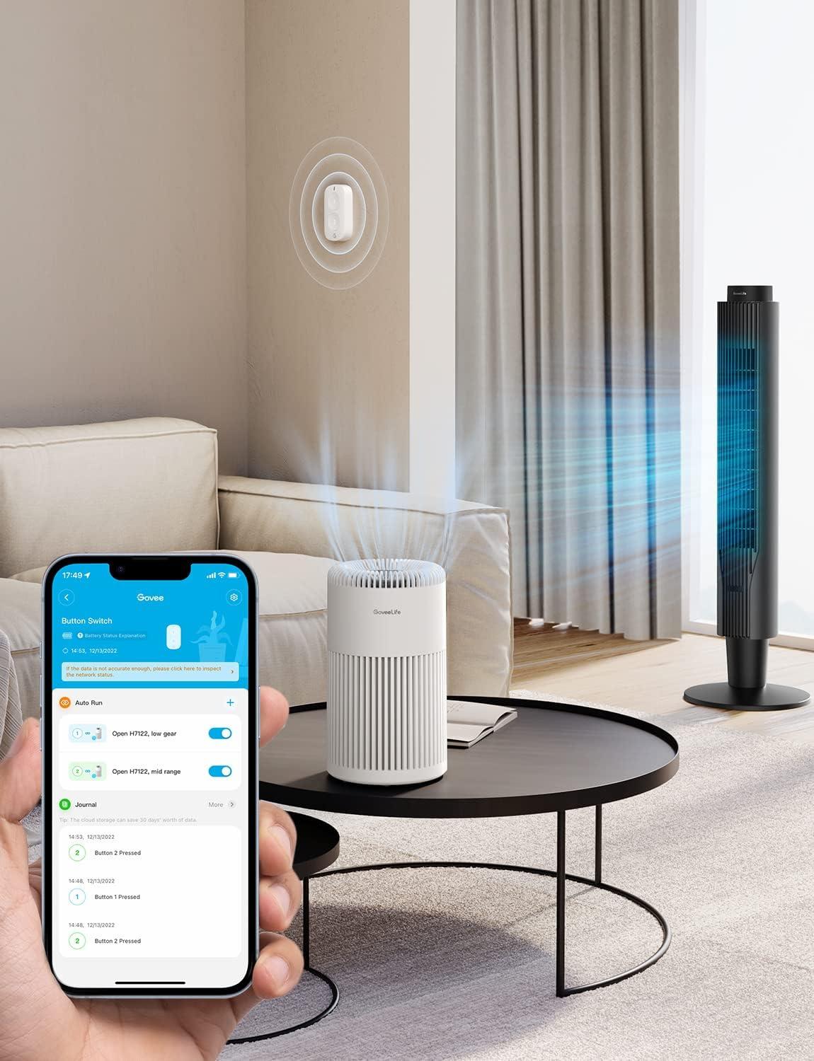 imageGoveeLife Smart Mini Double Button Switch Group Control Multiple Devices Versatile Wireless Control Button Battery Powered Supports Most GoveeLife Smart Products