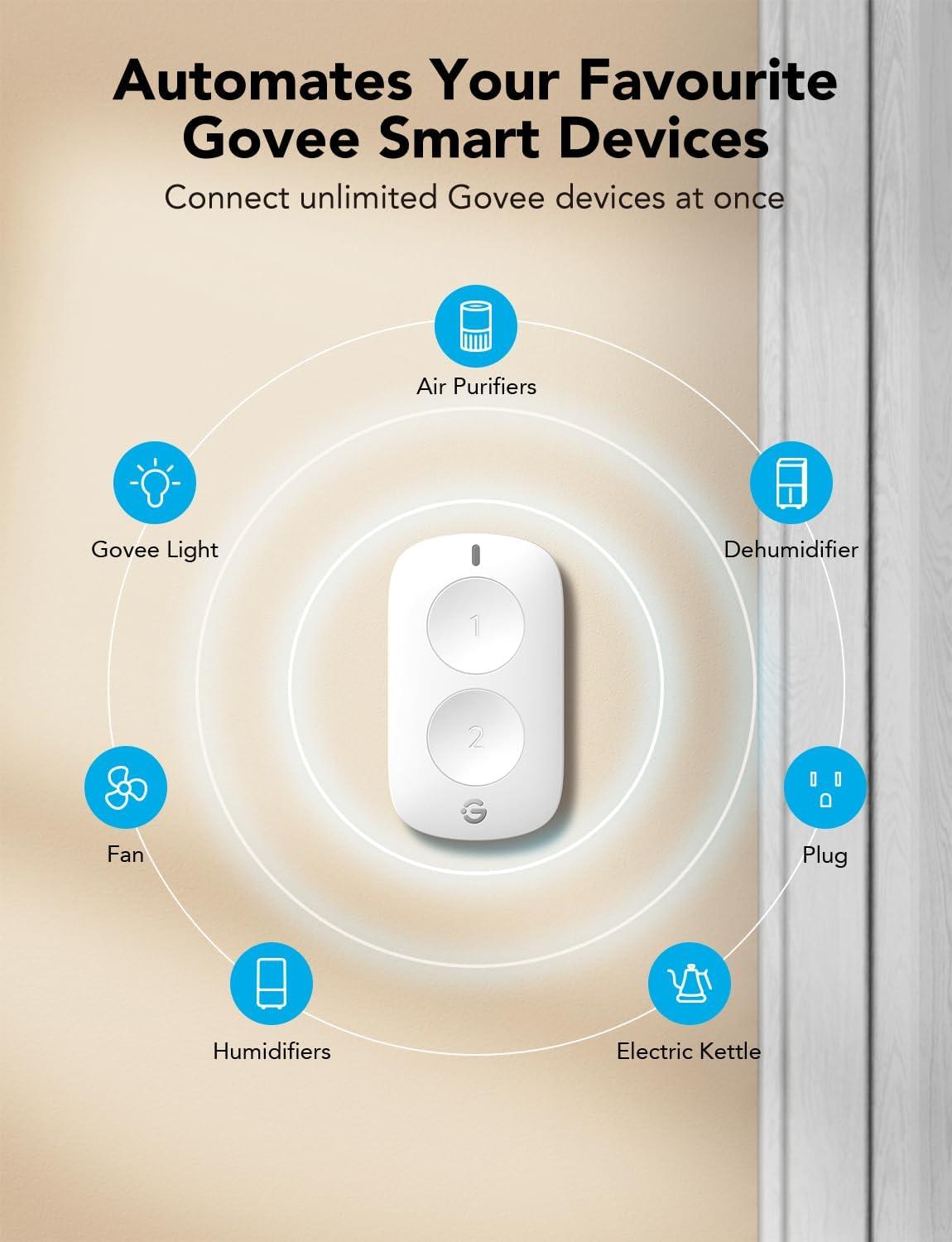 imageGoveeLife Smart Mini Double Button Switch Group Control Multiple Devices Versatile Wireless Control Button Battery Powered Supports Most GoveeLife Smart Products