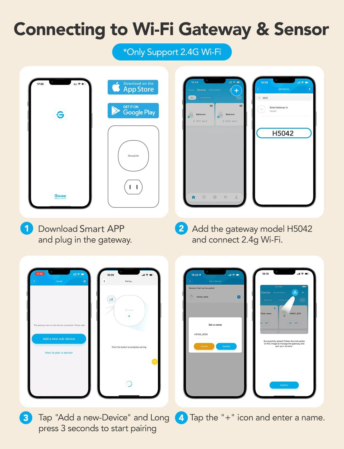 imageGoveeLife Smart Pool Thermometer Wireless App Easy Read WiFi Digital Pool Thermometer Floating with IPX7 Waterproof Notification Alert Water Temperature Monitor for Swimming Pond Bath Tub Hot Tub1 Gateway  2 Sensor