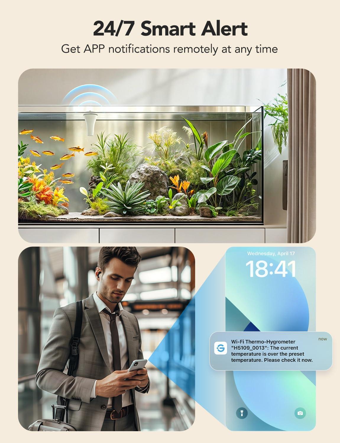 imageGoveeLife Smart Pool Thermometer Wireless App Easy Read WiFi Digital Pool Thermometer Floating with IPX7 Waterproof Notification Alert Water Temperature Monitor for Swimming Pond Bath Tub Hot Tub1 Gateway  2 Sensor