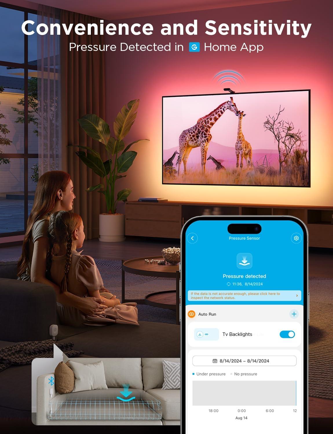 imageGoveeLife Smart Pressure Sensor Automatic Pressure Detection 197ft Connection Distance Group Control Multiple GoveeLife Smart Button Devices for Bed Couch Chair Cant be used independently