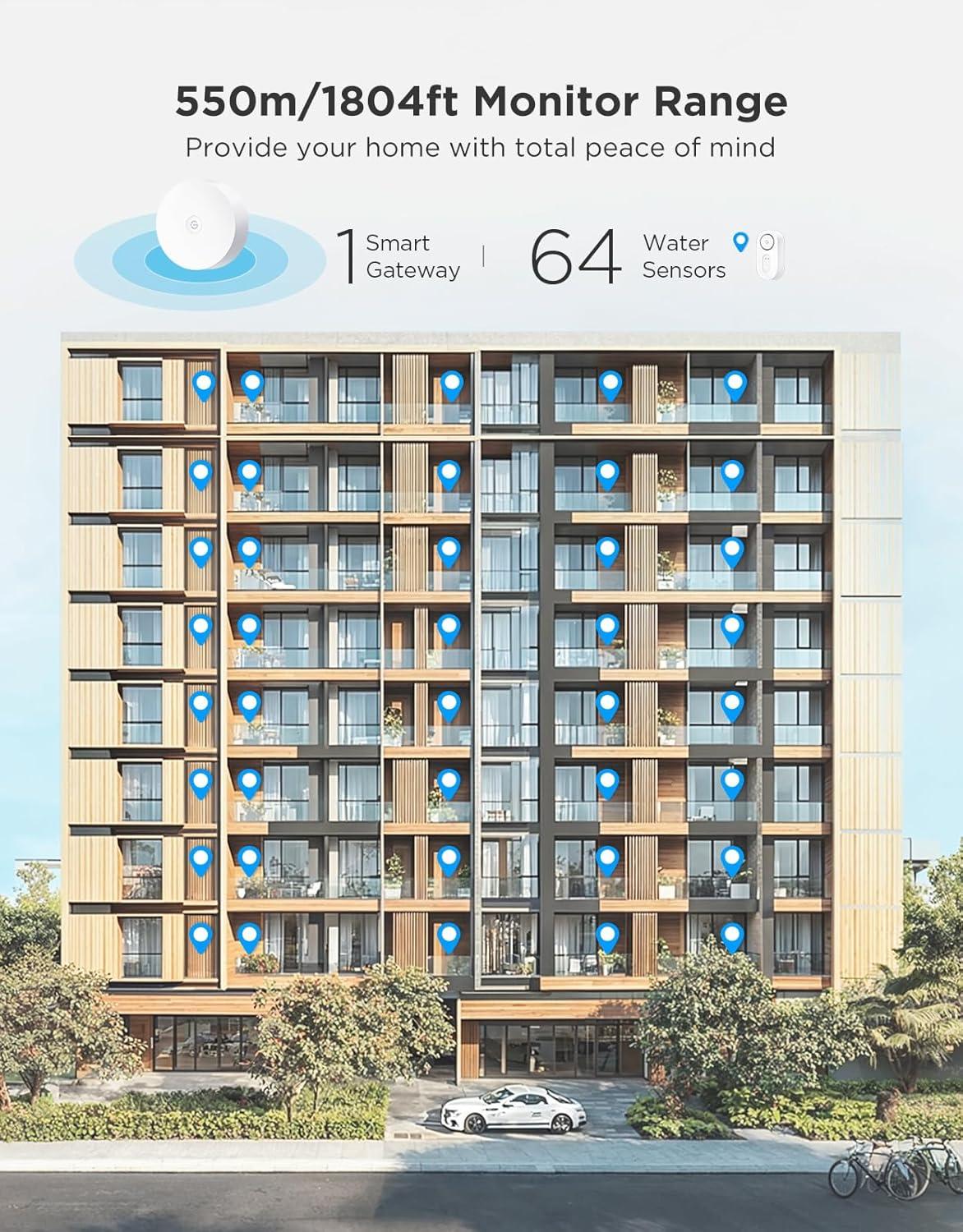 imageGoveeLife Upgraded Smart Water Leak Detector 1s with 1804ft UltraLong Range WiFi Water Sensor with SMSEmailAPP Push and Sound Alarm 5Year Battery Life Suit for Home Basement Kitchen 3 PackGateway3 Sensor