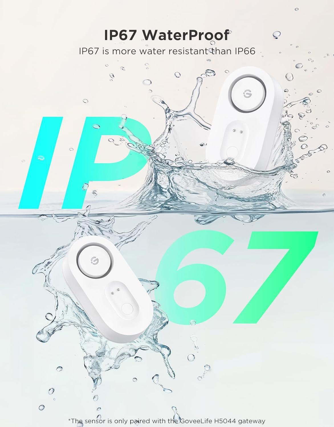 imageGoveeLife Water Leak Detector 5 Pack with 105dB Adjustable Alarm Water Alarm with Dual Sets Sensor Probes Leaks and Floods Suit for Home Basement and KitchenCannot Connect to WiFi Directly5 Packs