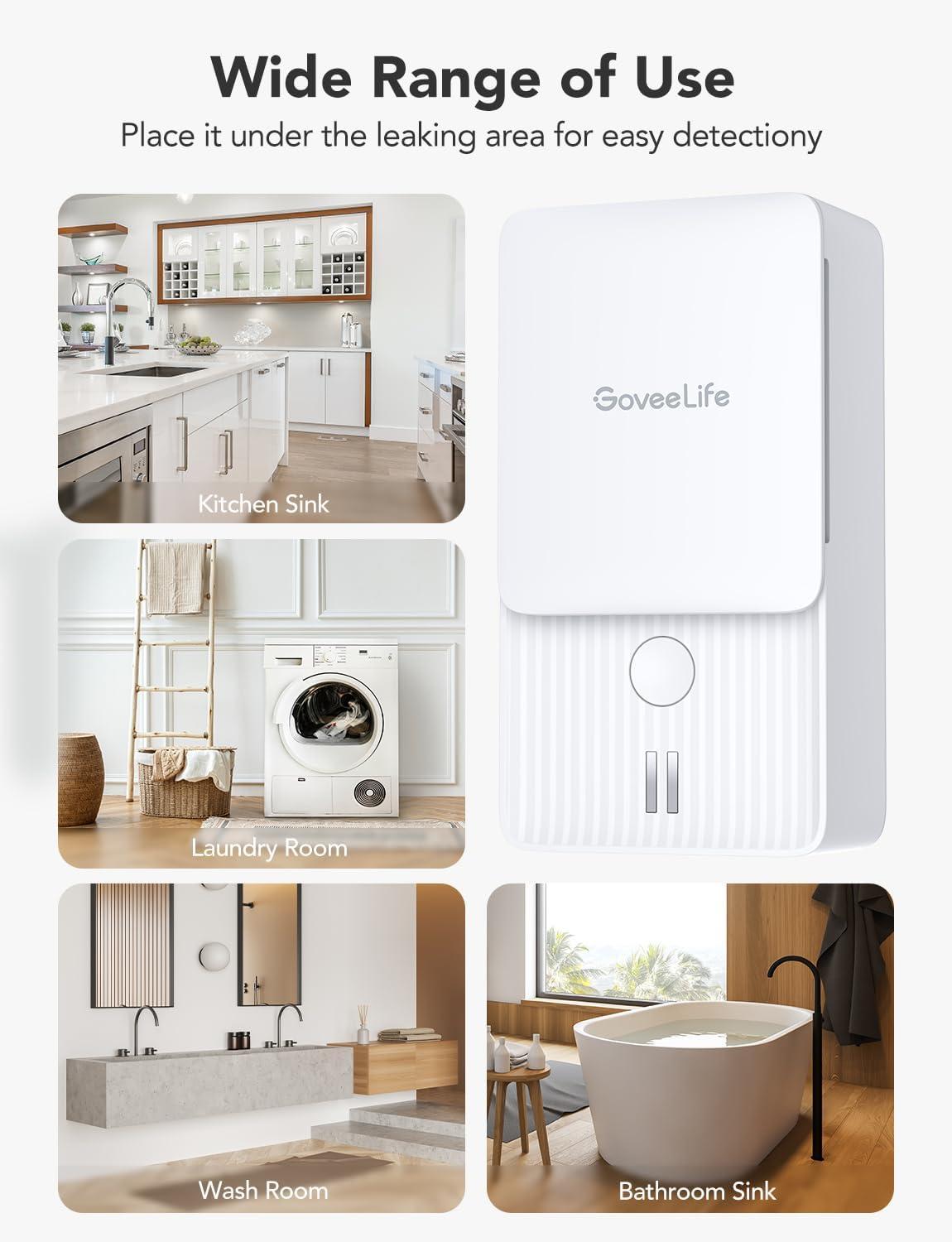 imageGoveeLife Water Leak Detectors 5 Pack 100dB Adjustable Audio Alarm and Leak and Drip Alerts Detector for Home Bedrooms Basement Warehouse CabinRV3 Pack