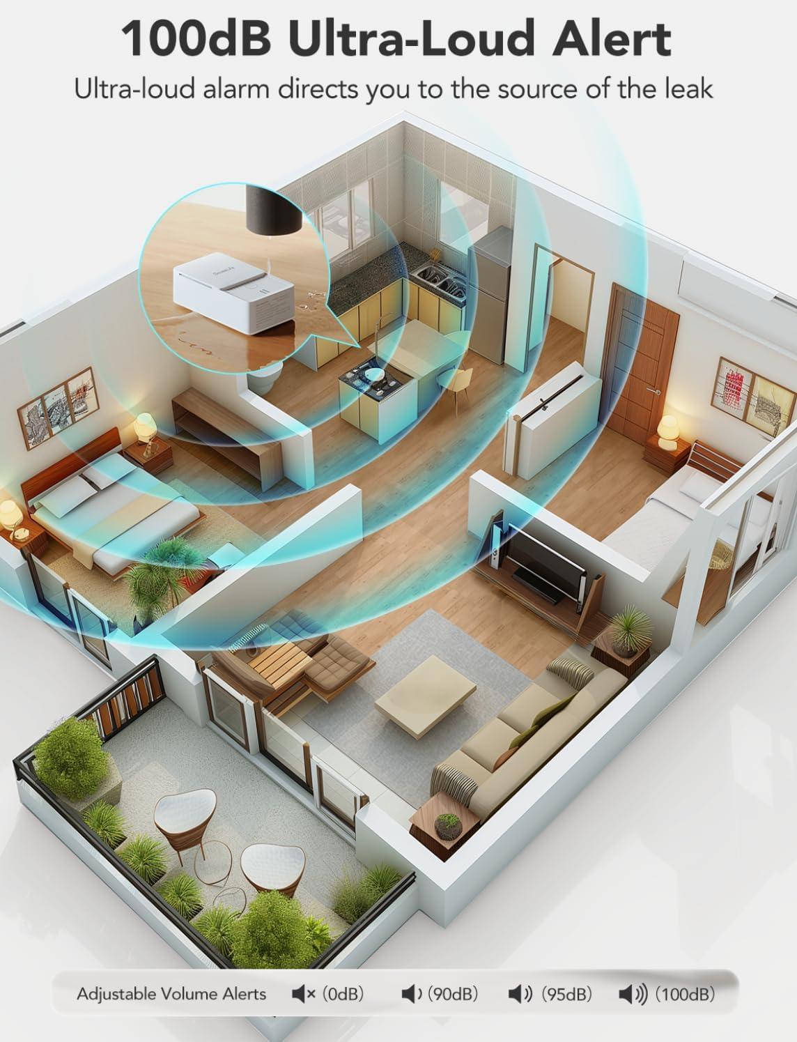 imageGoveeLife Water Leak Detectors 5 Pack 100dB Adjustable Audio Alarm and Leak and Drip Alerts Detector for Home Bedrooms Basement Warehouse CabinRV5 Pack